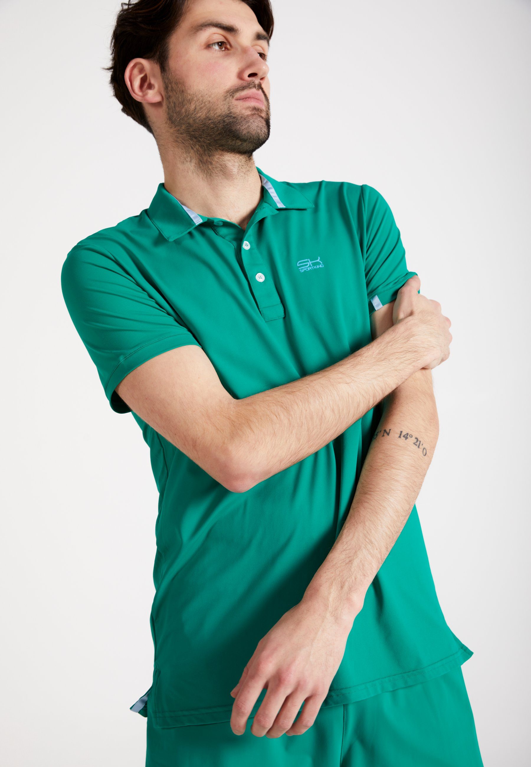 SPORTKIND Funktionsshirt Golf Polo Jungen Herren grün Shirt smaragd & Kurzarm