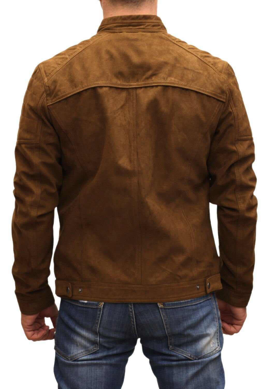 & Jones Fake Lederjacke aus Lederimitat Jacke 218 Jack Cognac Biker Suede