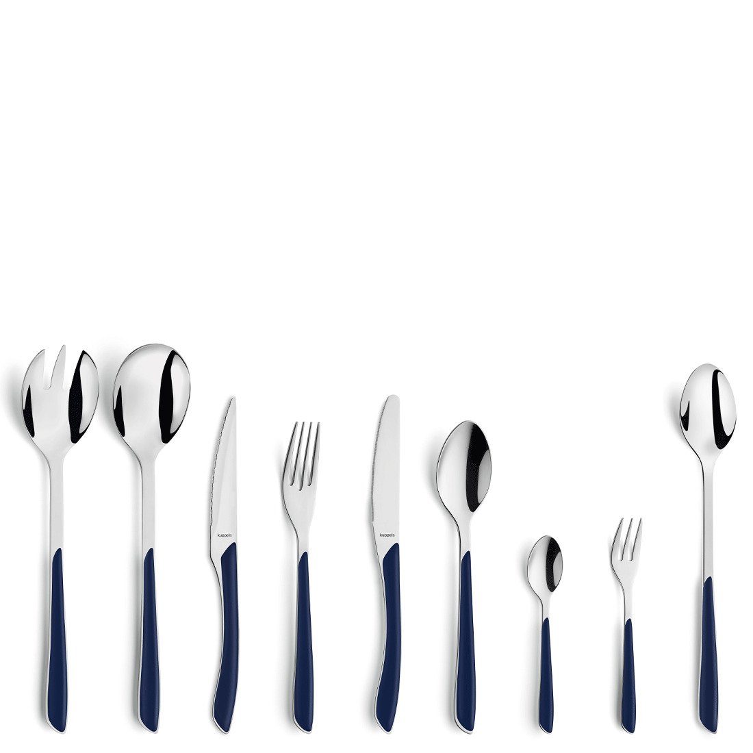 Kuppels Besteck-Set PRISMA (44-tlg), 6 Personen, Edelstahl 18/0, Kunststoff, Griff Kunststoff, indigoblau matt