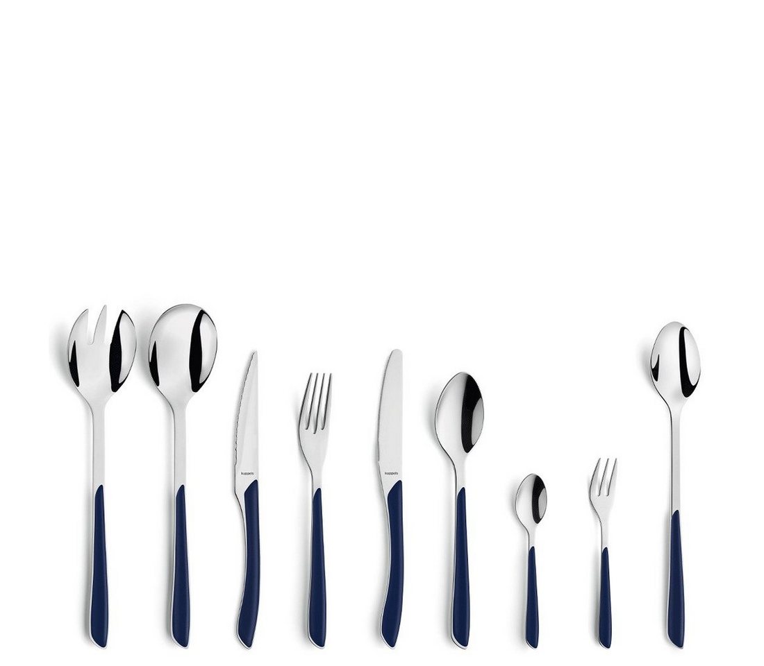 Kuppels Besteck-Set PRISMA abgeschrägte Griffenden und Griffe in verschiedenen Farben (44-tlg), 6 Personen, Edelstahl Rostfrei 18/0, spülmaschinenfest, in indigoblau, mattiert