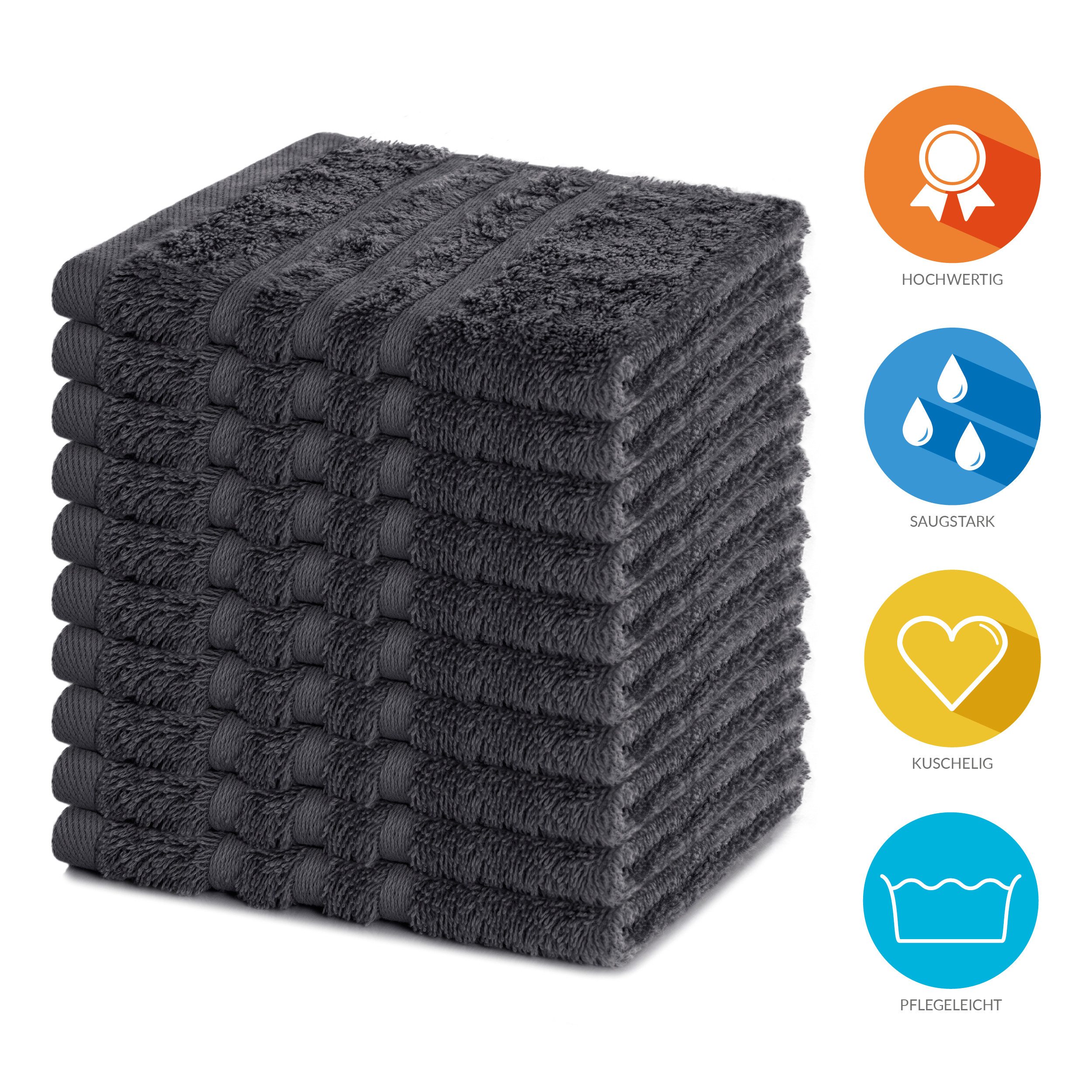 Lavea Seiftuch 10er Gästehandtücher Set 30x30 cm Elena Frottee, kleine Wasc günstig online kaufen