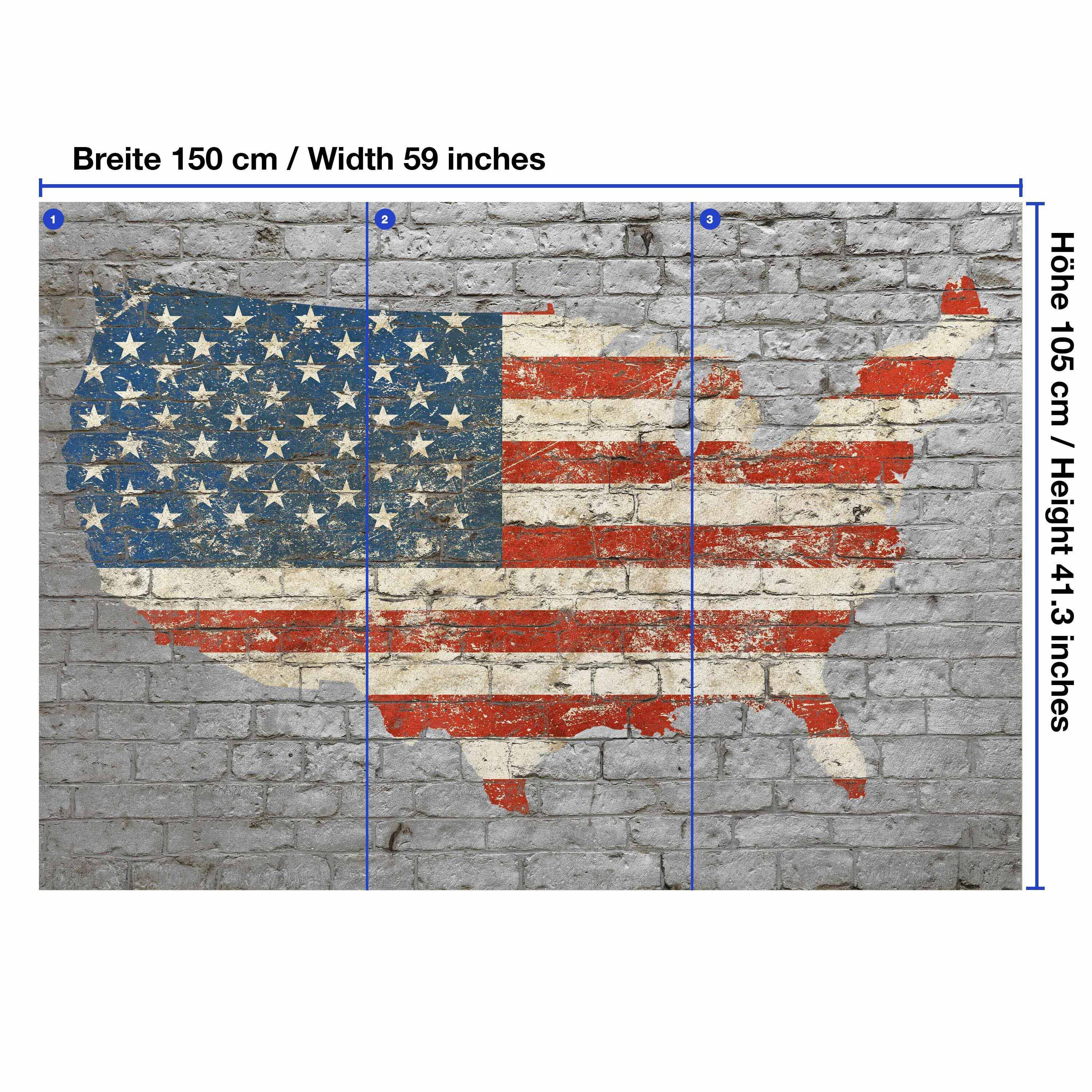 wandmotiv24 Fototapete Flagge Motivtapete, Vliestapete Landform, Wandtapete, glatt, matt, Amerika Ziegelwand