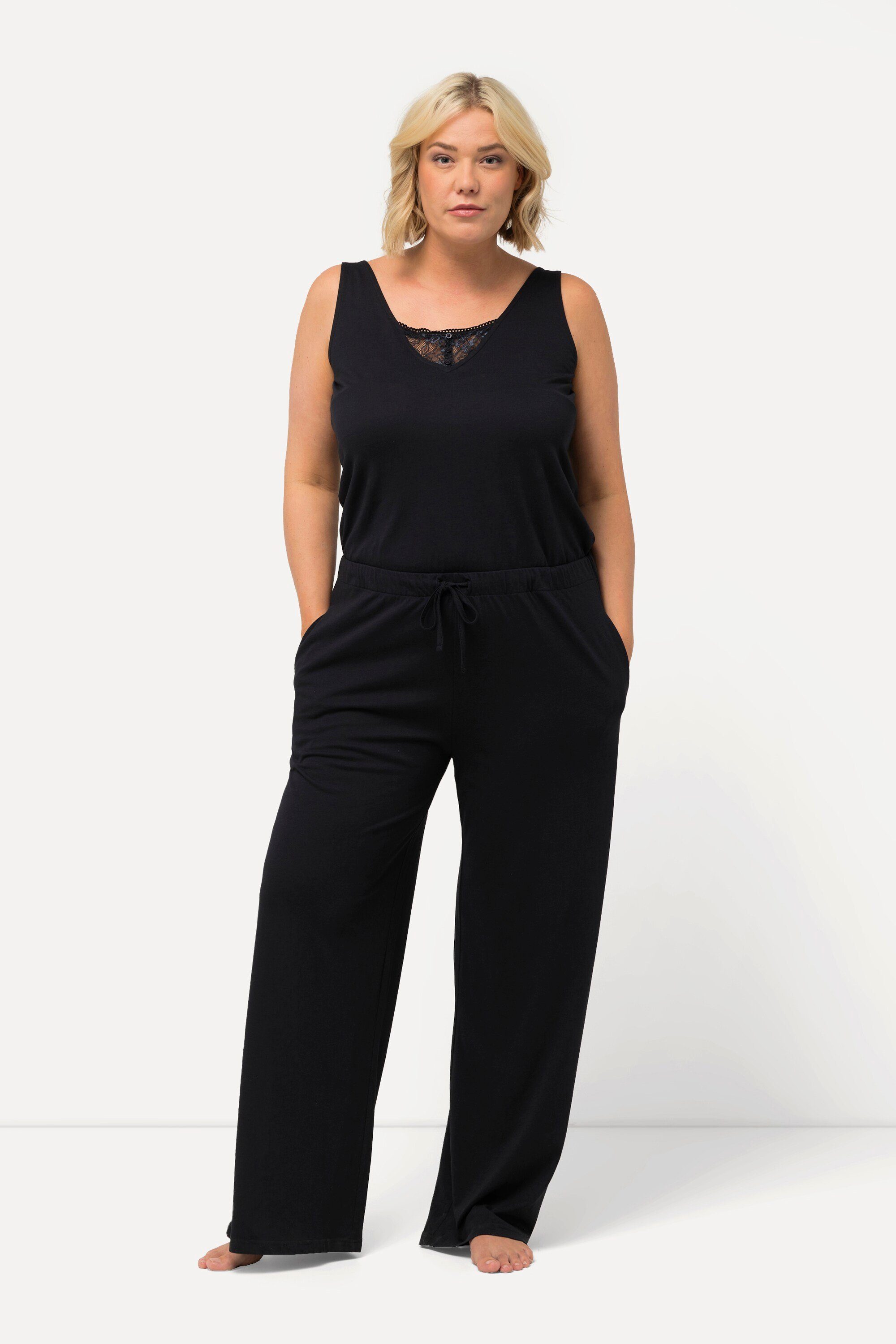 Ulla Popken Overall Jumpsuit Spitze V-Ausschnitt ärmellos