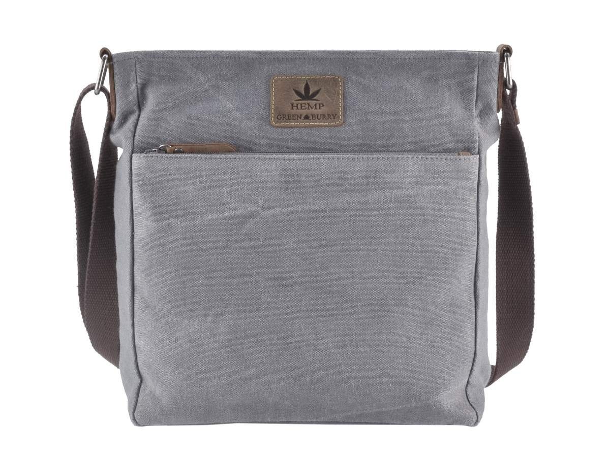 Hemp, Vintage grau MessengerBag, Greenburry Umhängetasche Leder Schultertasche, und Hanf