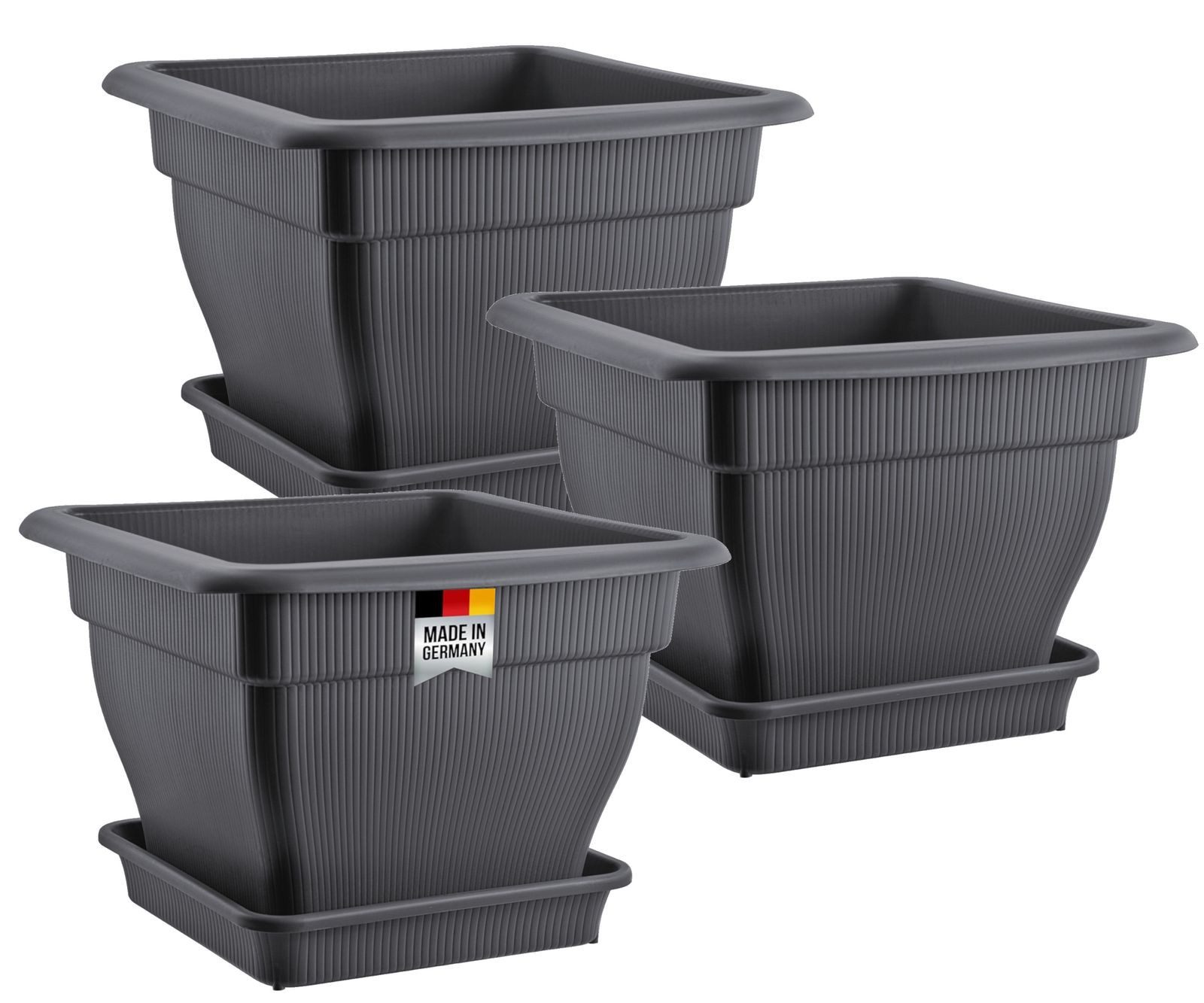 BURI Pflanzkübel groß 3x Blumentopf 48x48 Wasserspeicher Pflanztopf Blumenkübel