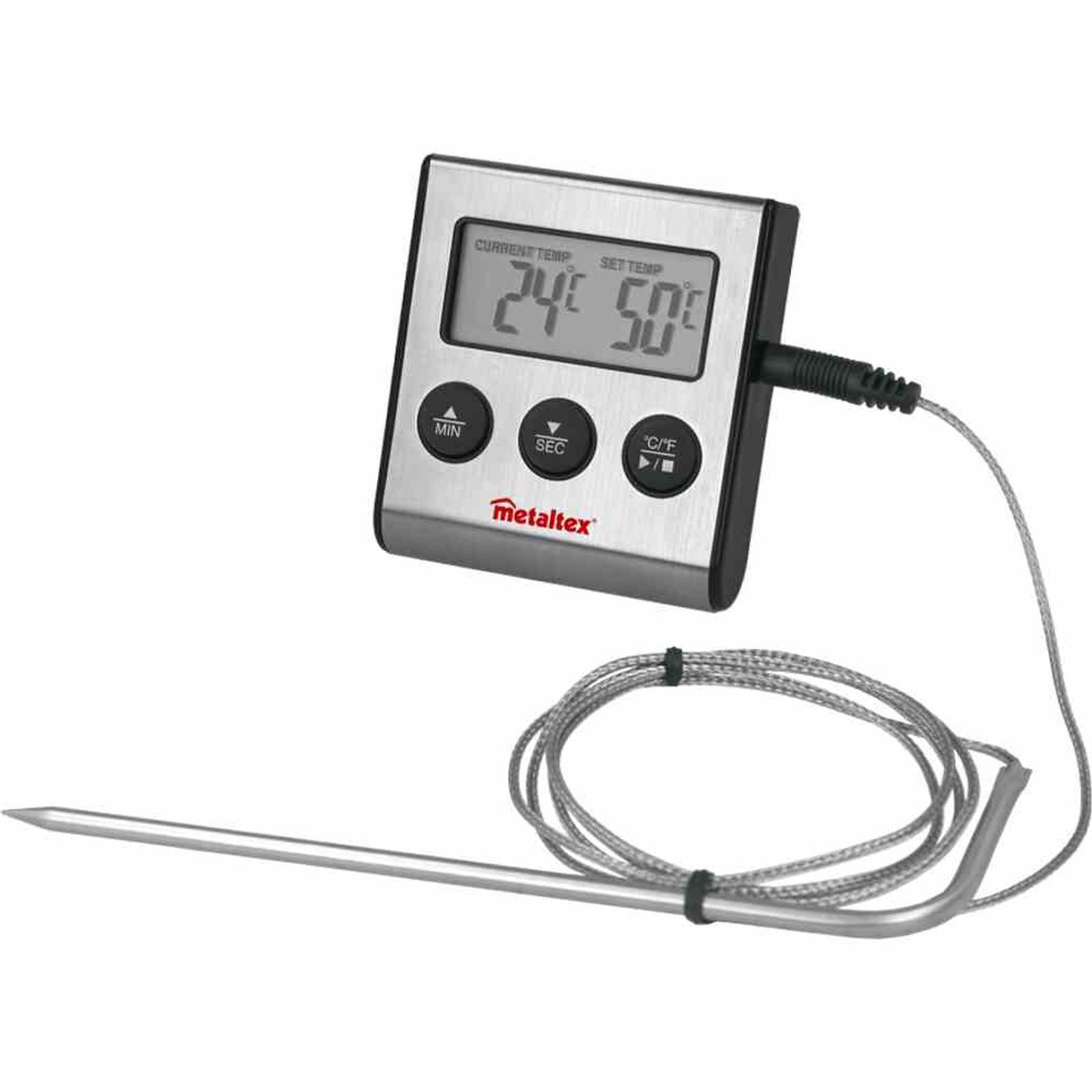 Metaltex Grillthermometer Digital-Thermometer mit Alarmfunktion und Timer