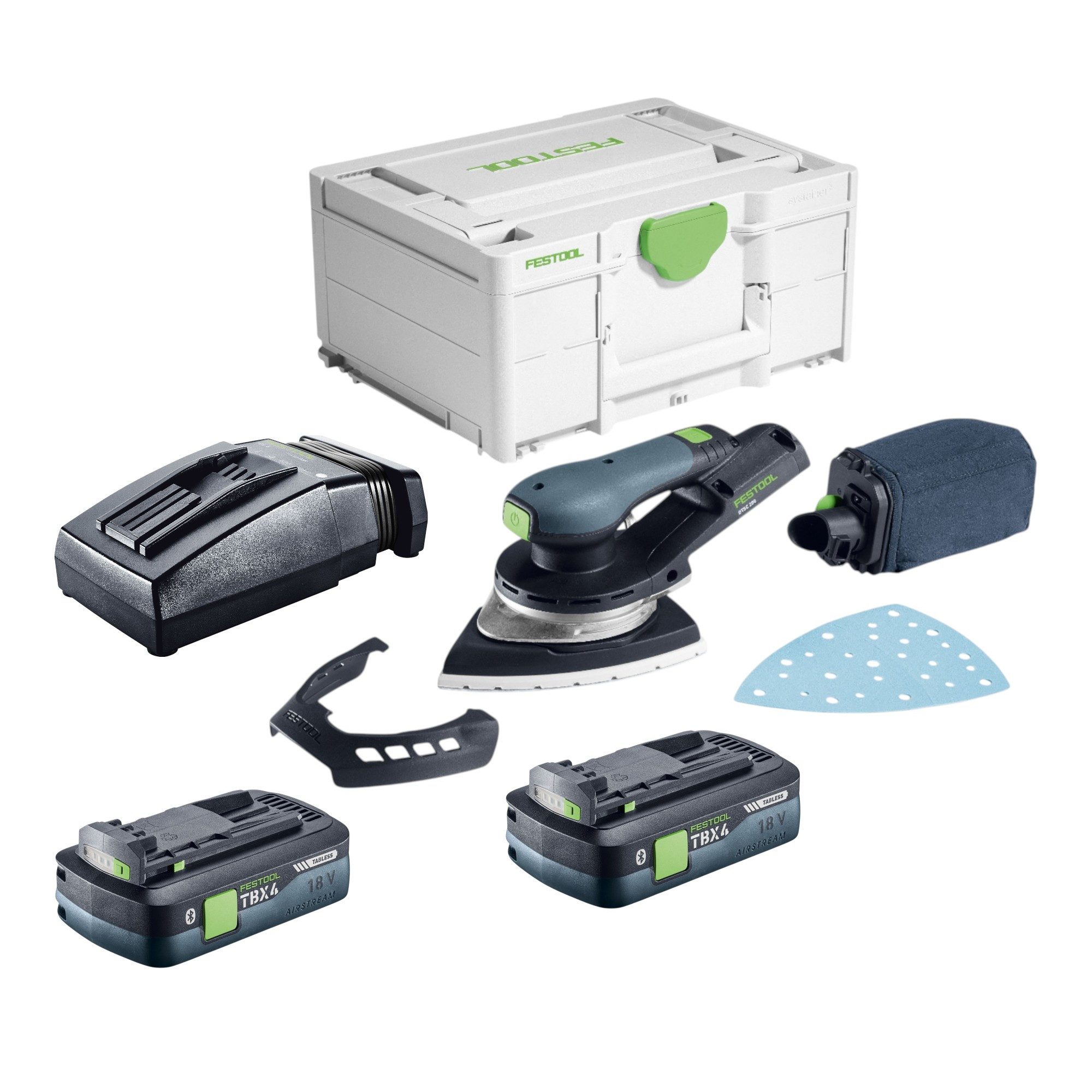 FESTOOL Deltaschleifer DTSC 200-Basic Akku 18 V 145 x 195 mm Brushless + 2x Akku 4,0 Ah