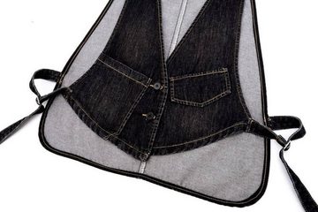 FIDDY Anzugweste Kurze Jeansweste für Damen mit Tasche, ärmellos