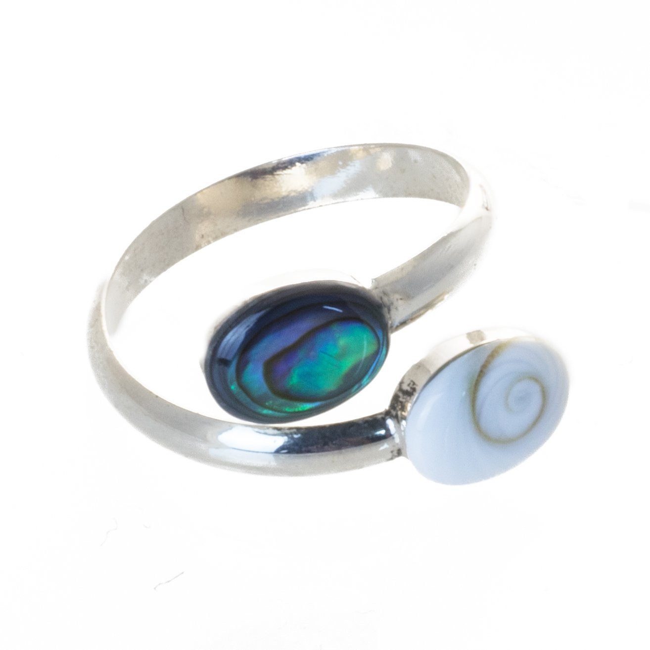 Bella Carina Silberring Ring mit Shiva Auge und Abalone, 925 Silber