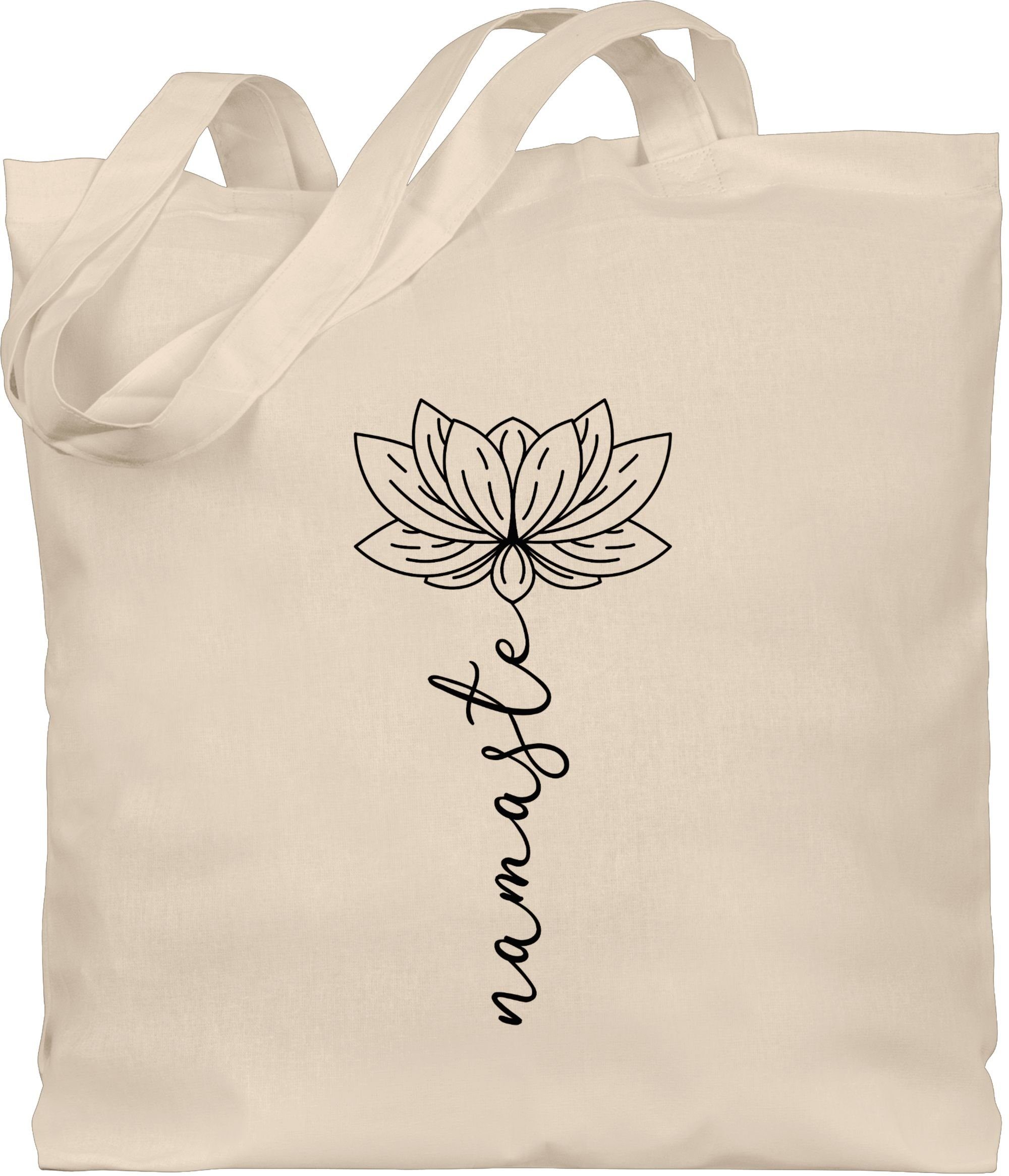 Shirtracer Umhängetasche Namaste Lotusblüte, Yoga und Wellness Geschenk 1 Naturweiß