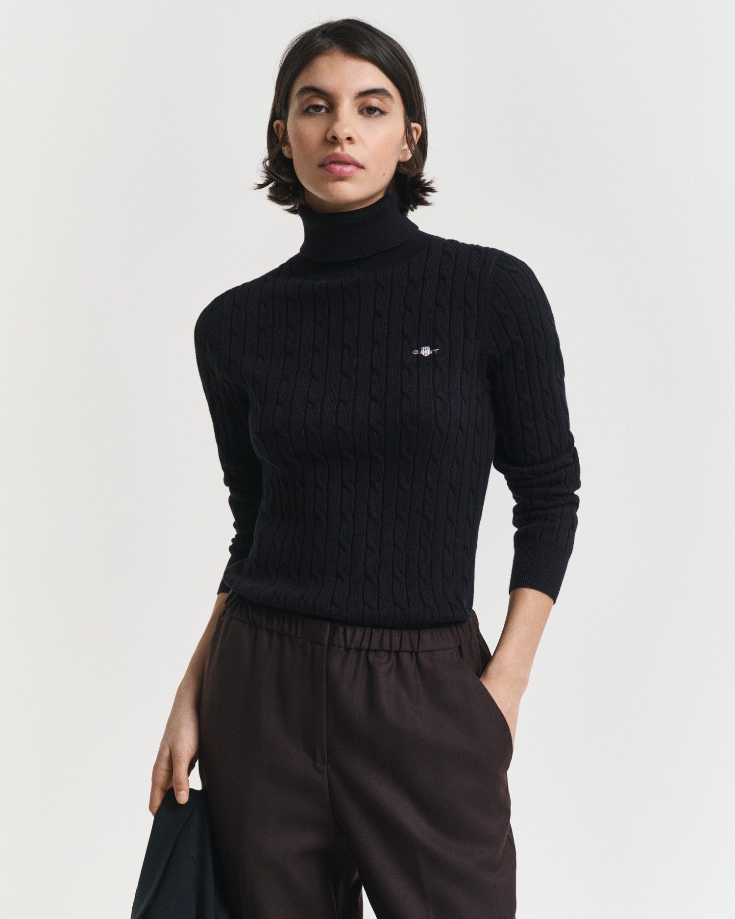 Gant Rollkragenpullover STRETCH COTTON CABLE TURTLENECK mit Zopfmuster