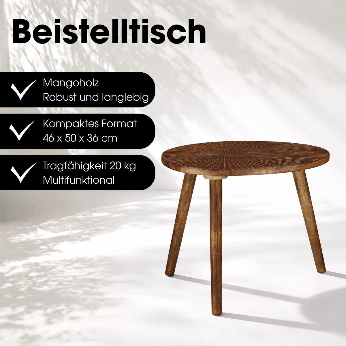 Mica Decorations Beistelltisch Mica Decorations Pomante Beistelltisch – Mangoholz