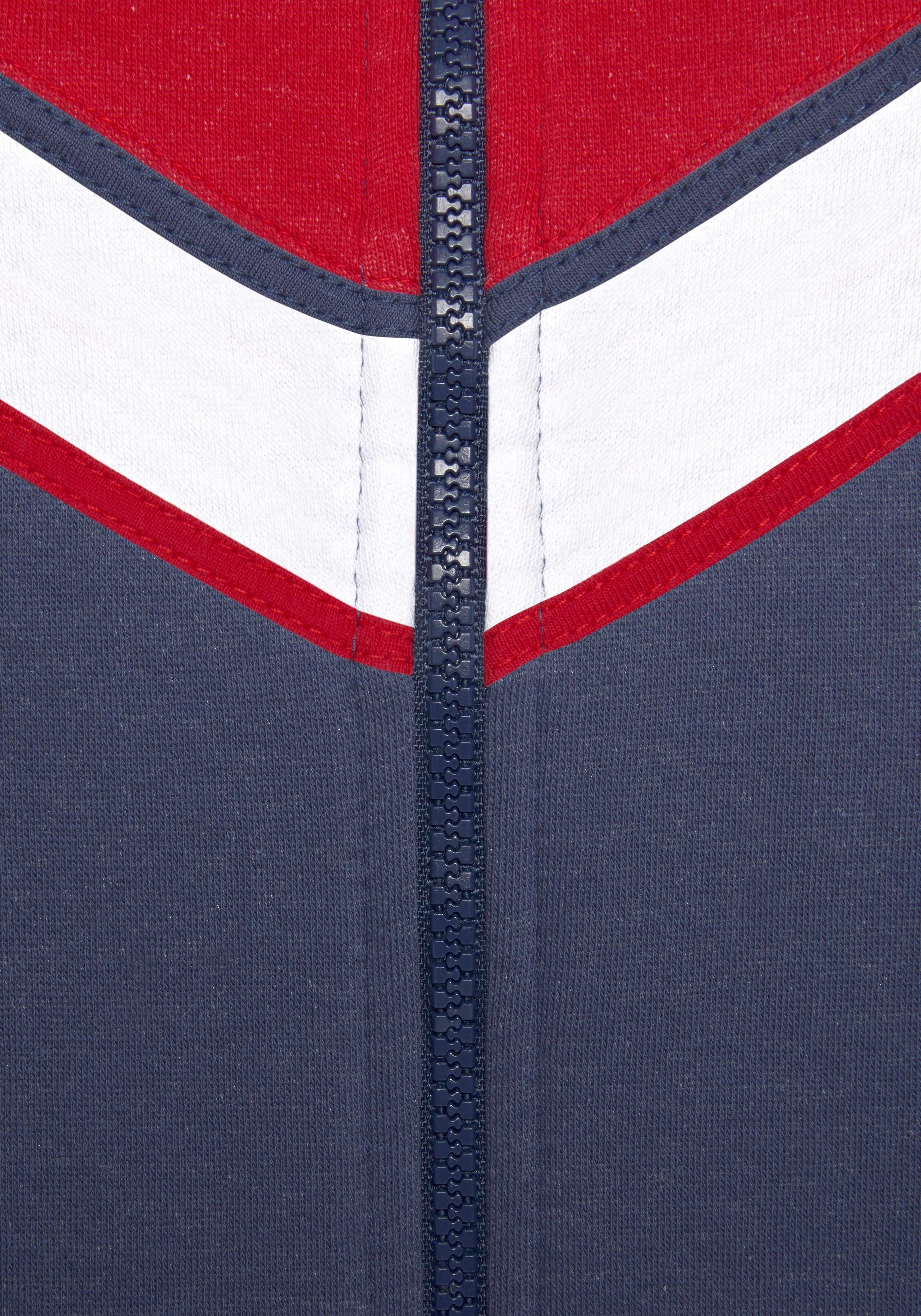 H.I.S Sweatjacke im Colorblock Design mit bedrucktem Logo, Loungewear
