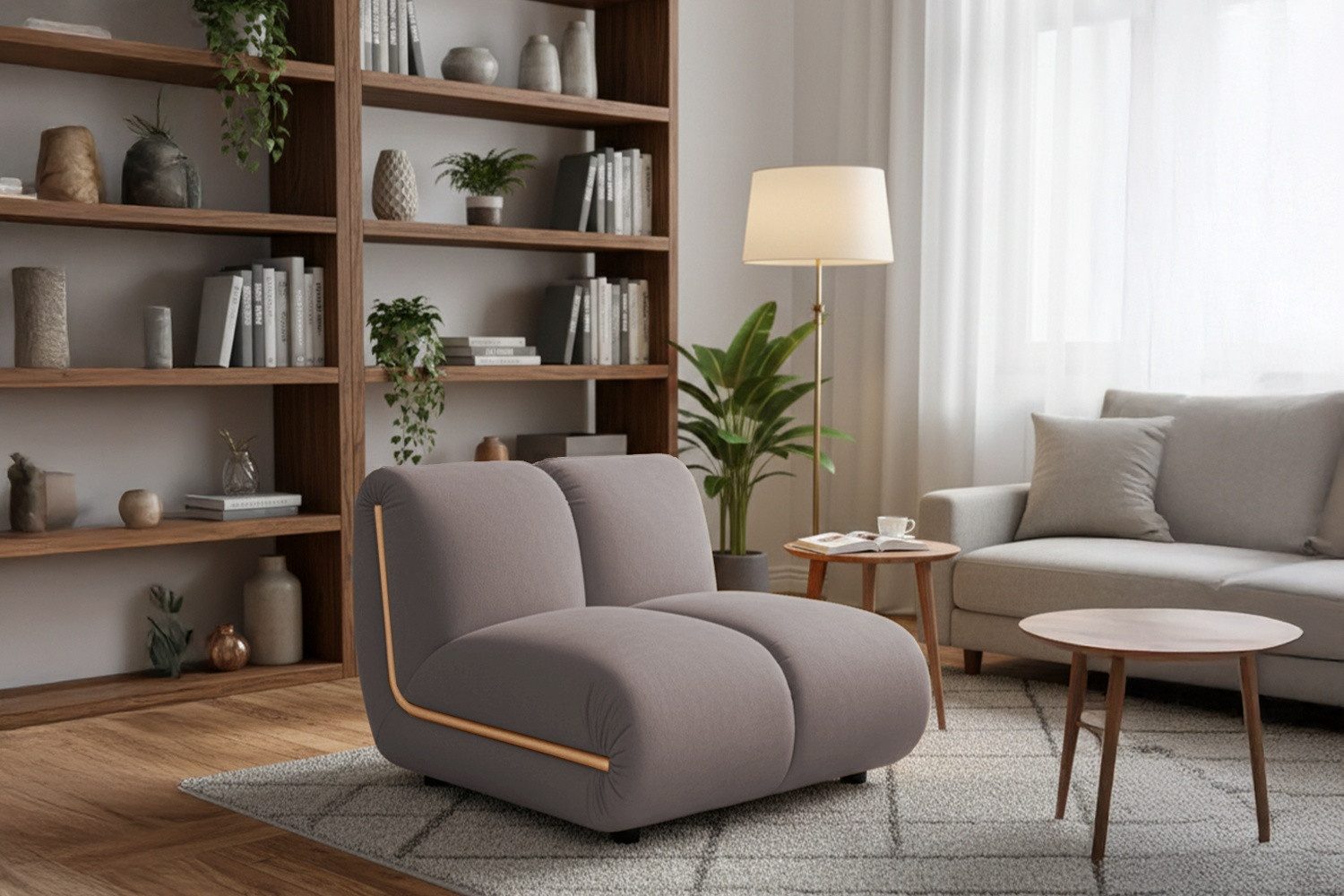KAWOLA Sessel LAYLA – Sitzelement Samt – Sofa Modul – Designer Sessel, Ideal für modulare Sofas, bequemer Velvet-Bezug & hoher Sitzkomfort