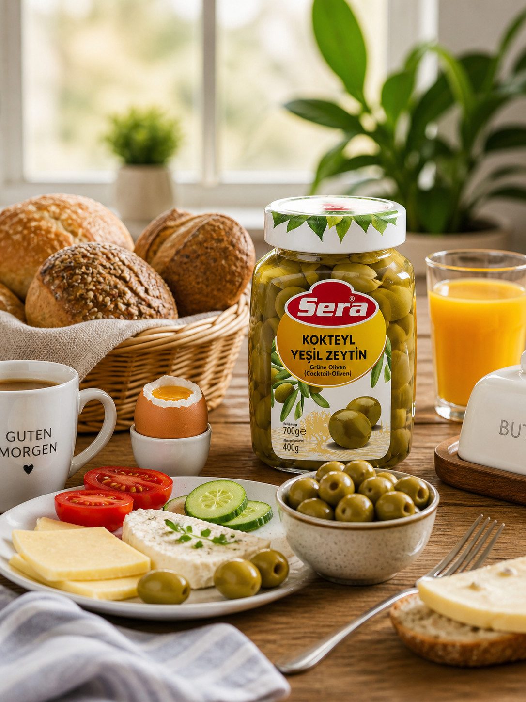 SERA FOOD Antipasti Sera Grüne Cocktail Oliven 400g Mild Knackig Snack & Antipasti, 1 x, Vegan, Ohne künstliche Zusatzstoffe, Knackige Konsistenz