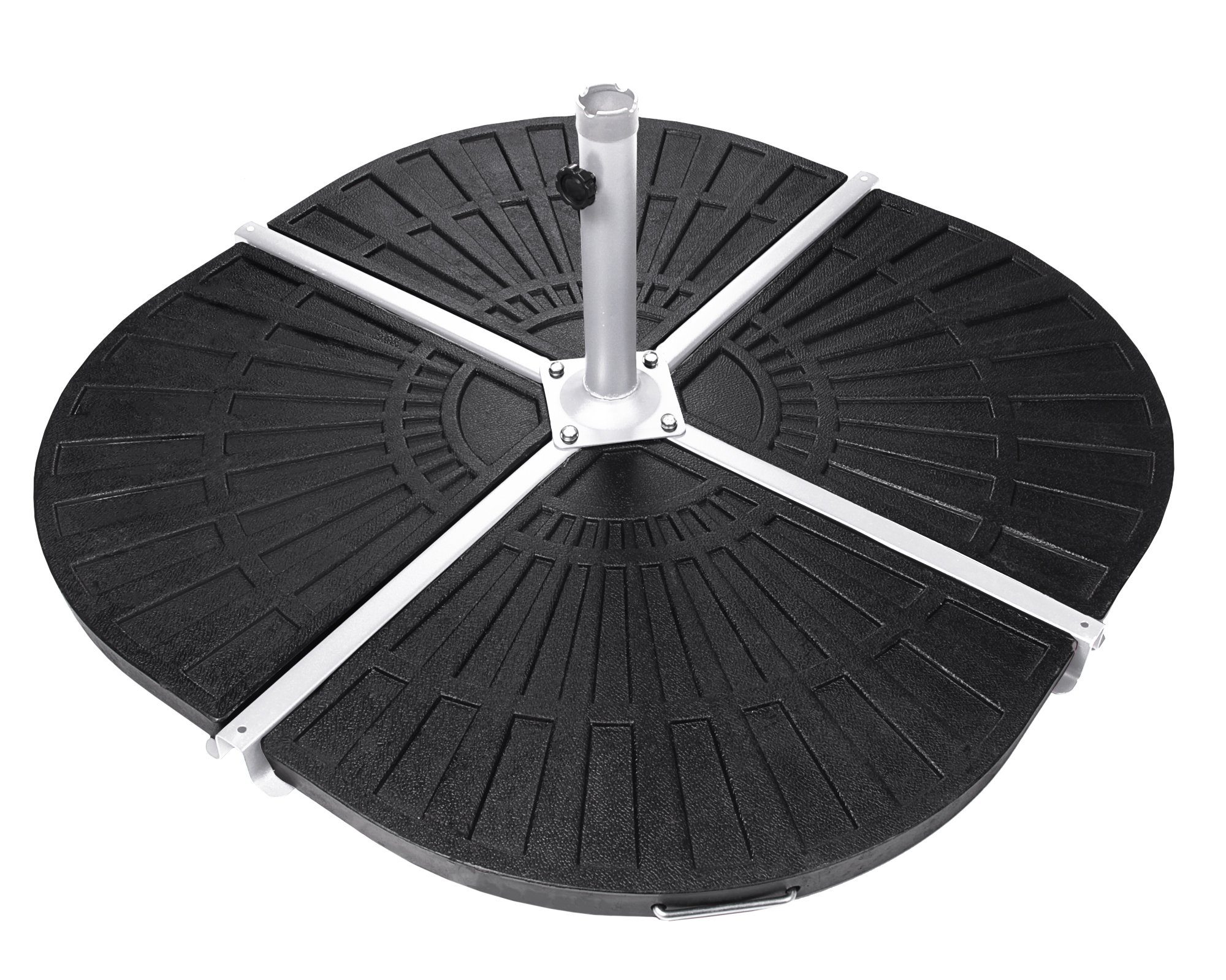 ONDIS24 Schirmständer Kreuzständer für Sonnenschirme Standrohre 35 bis 43 mm inklusive 4 Platten zum Beschweren je 12 kg weiß