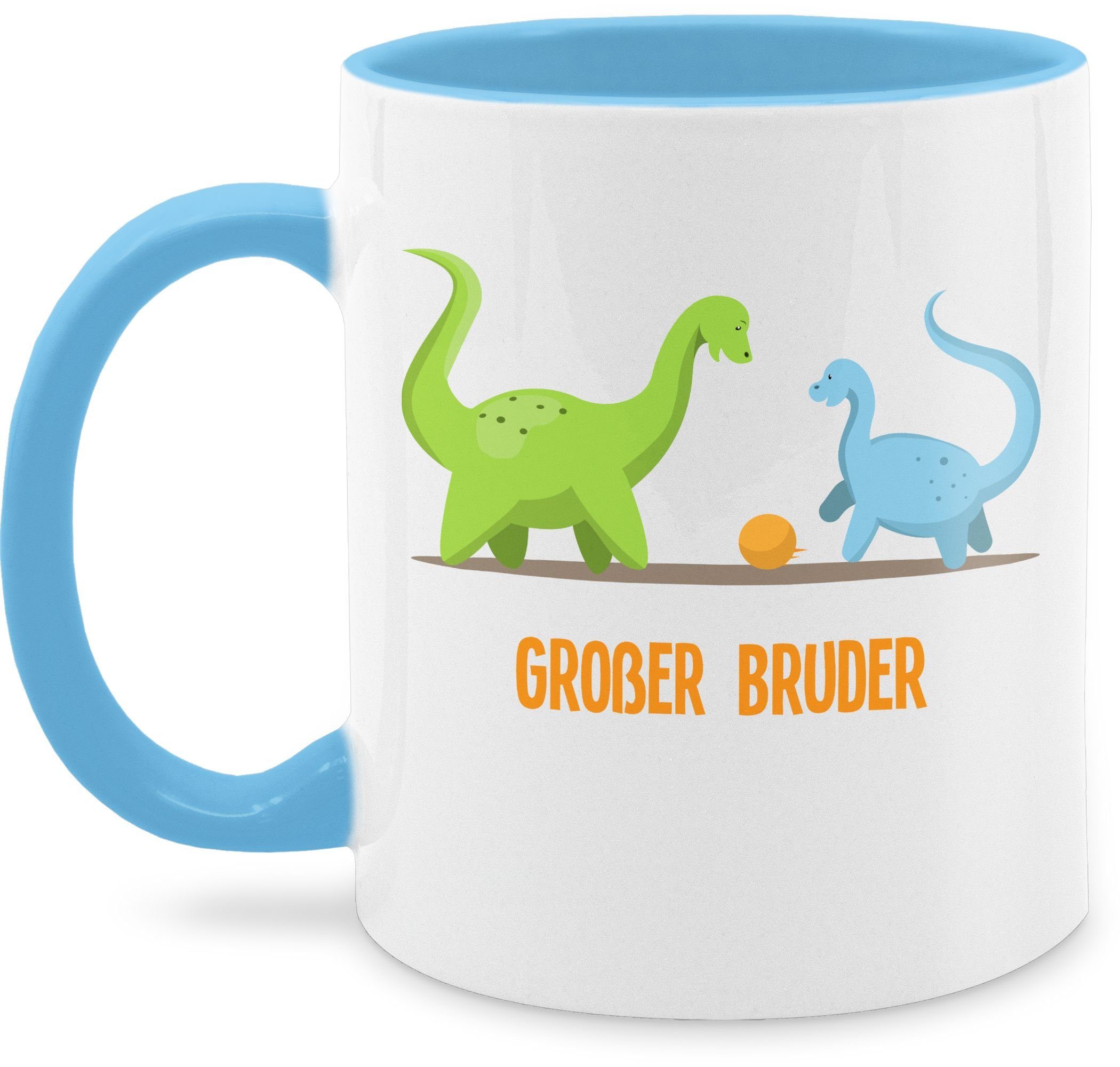 Shirtracer Tasse Großer Bruder Dinosaurier, Keramik, Großer Bruder 3 Hellblau