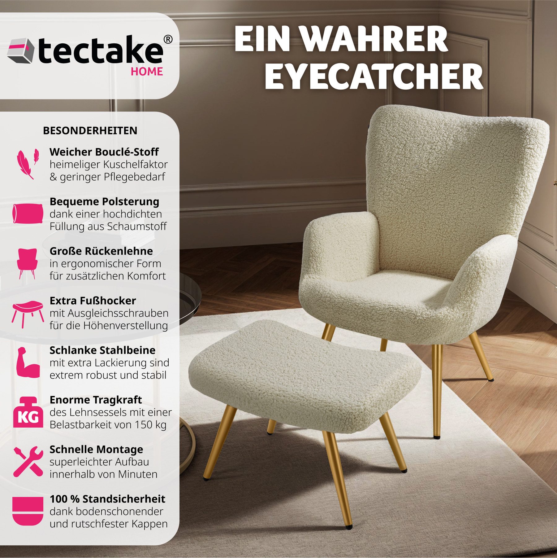 tectake Relaxsessel Sessel, gepolstert günstig online kaufen