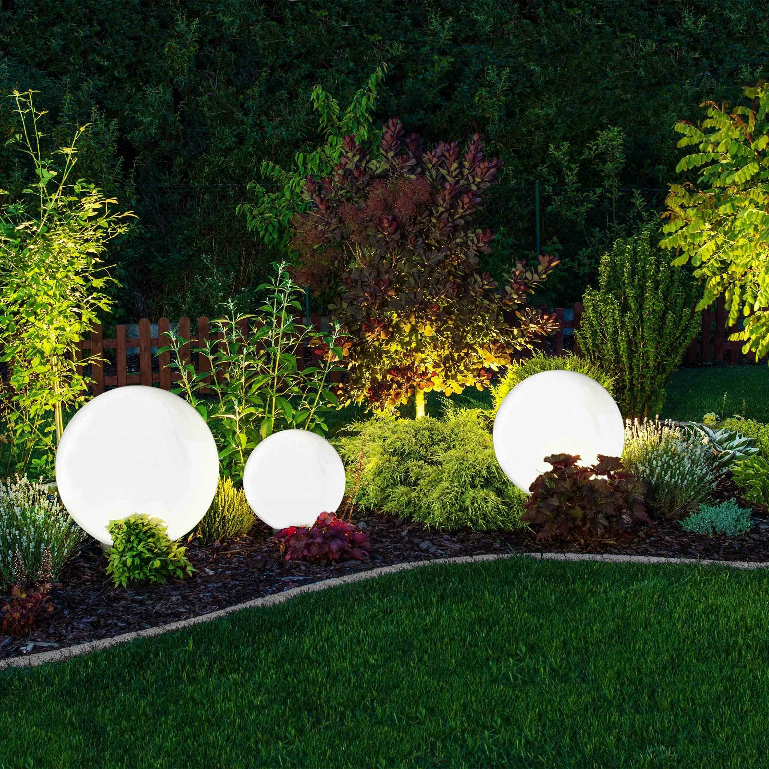 SellTec Gartenstrahler Kugelleuchte KIRA SET, IP44 spritzwassergeschützt, ohne Leuchtmittel, individuell bestückbar, IP44 spritzwasserschutz Kugellampe Erdspieß