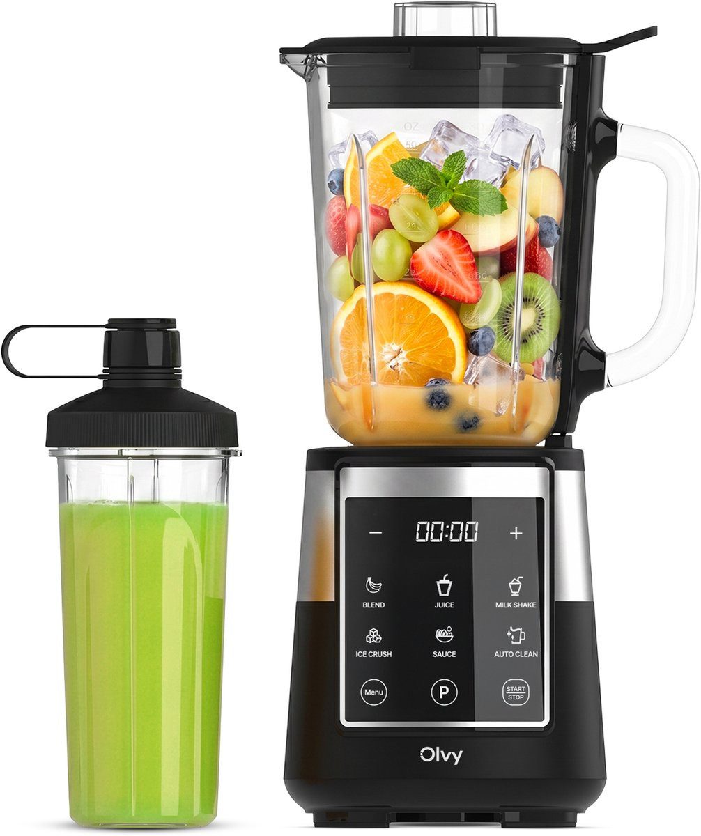 Olvy Standmixer Olvy Standmixer, 1,5 L Glasbehälter mit 600ml Tritan-Becher