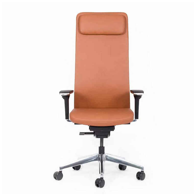 lento Chefsessel Matrix Ergonomischer LEDER Chefsessel Bürostuhl Brandy, TÜV/GS GEPRÜFT, MADE IN GERMANY, 10JAHRE GARANTIE