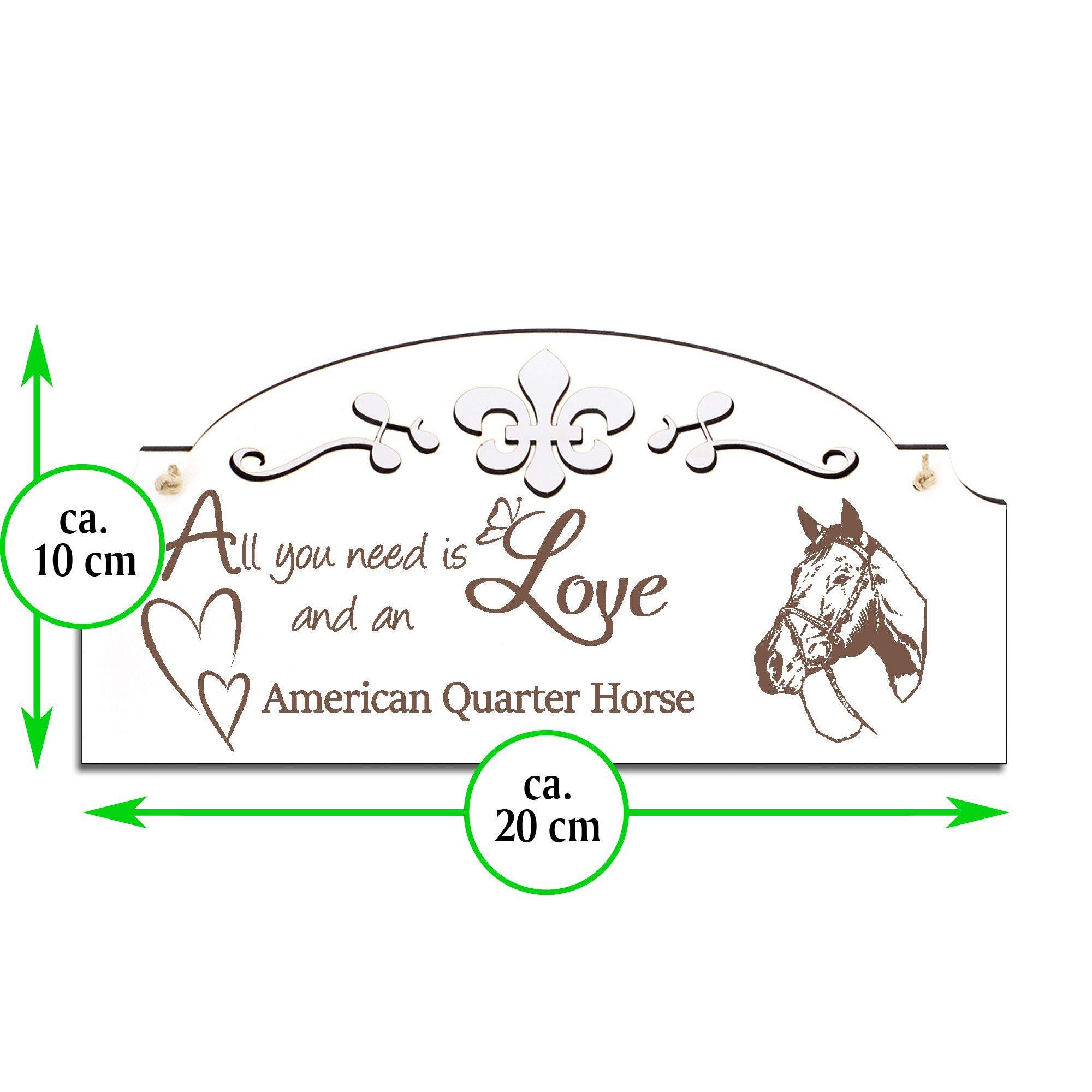 Dekolando Kopf 20x10cm Quarter you Love need Horse is All Hängedekoration Deko American