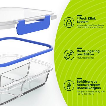 Goldhofer Vorratsglas Glasbehälter mit Deckel luftdicht & BPA-frei ideal als Meal Prep Boxen, (Spar-Set, 1-tlg., verschiedene Setgrößen), Hitzebeständig ohne Deckel, Backen ohne Deckel