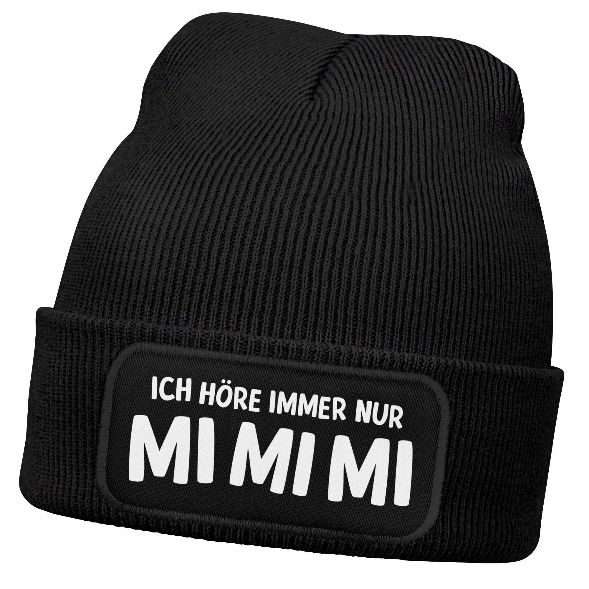 Strickmütze Herren Beanie mit Patch Strickmütze mit Spruch MiMiMi Aufdruck Lustig