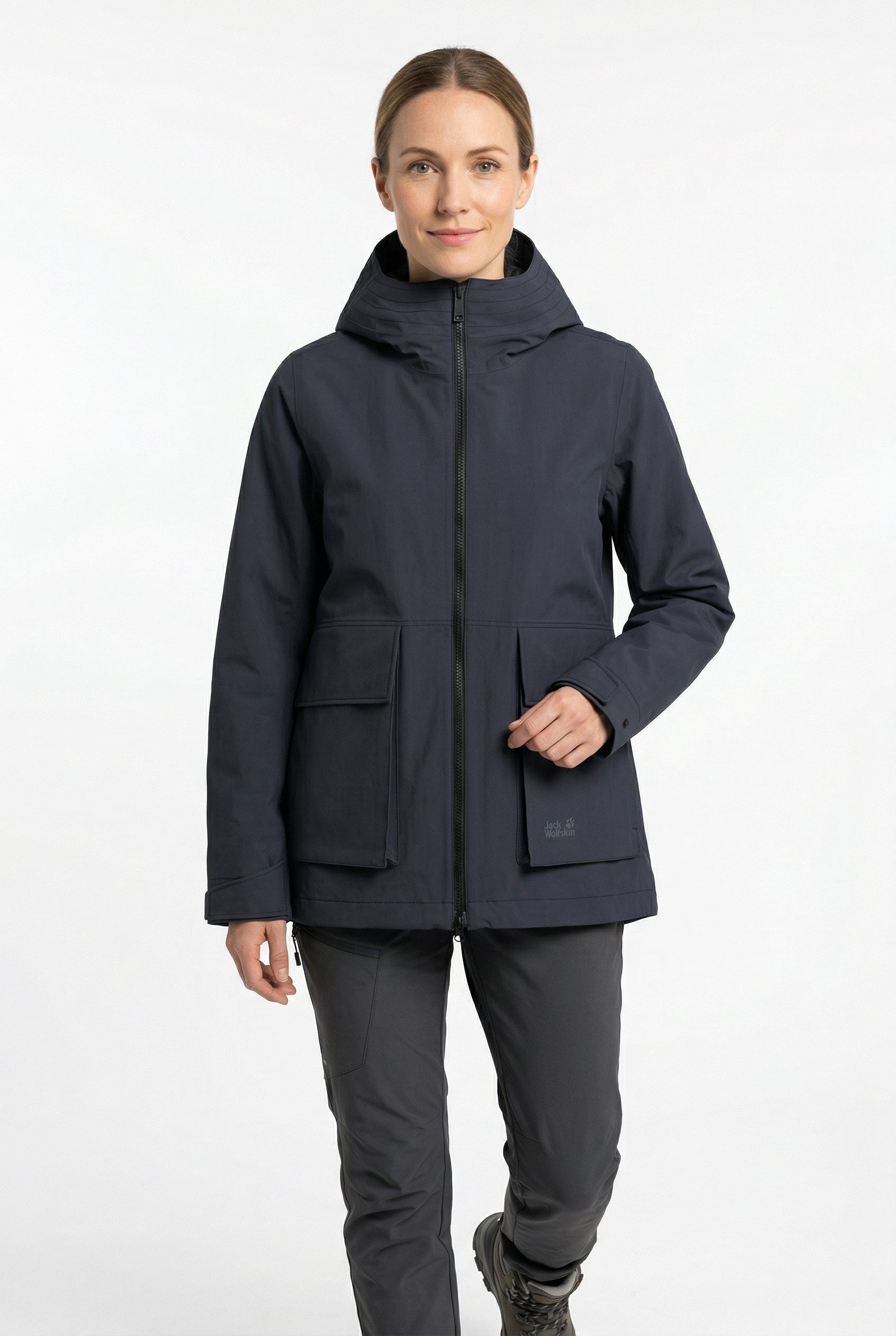 Jack Wolfskin Funktionsjacke NABUR 2L JKT W wasserdicht, atmungsaktiv, Übergangsjacke, aufgesetzte Cargotaschen