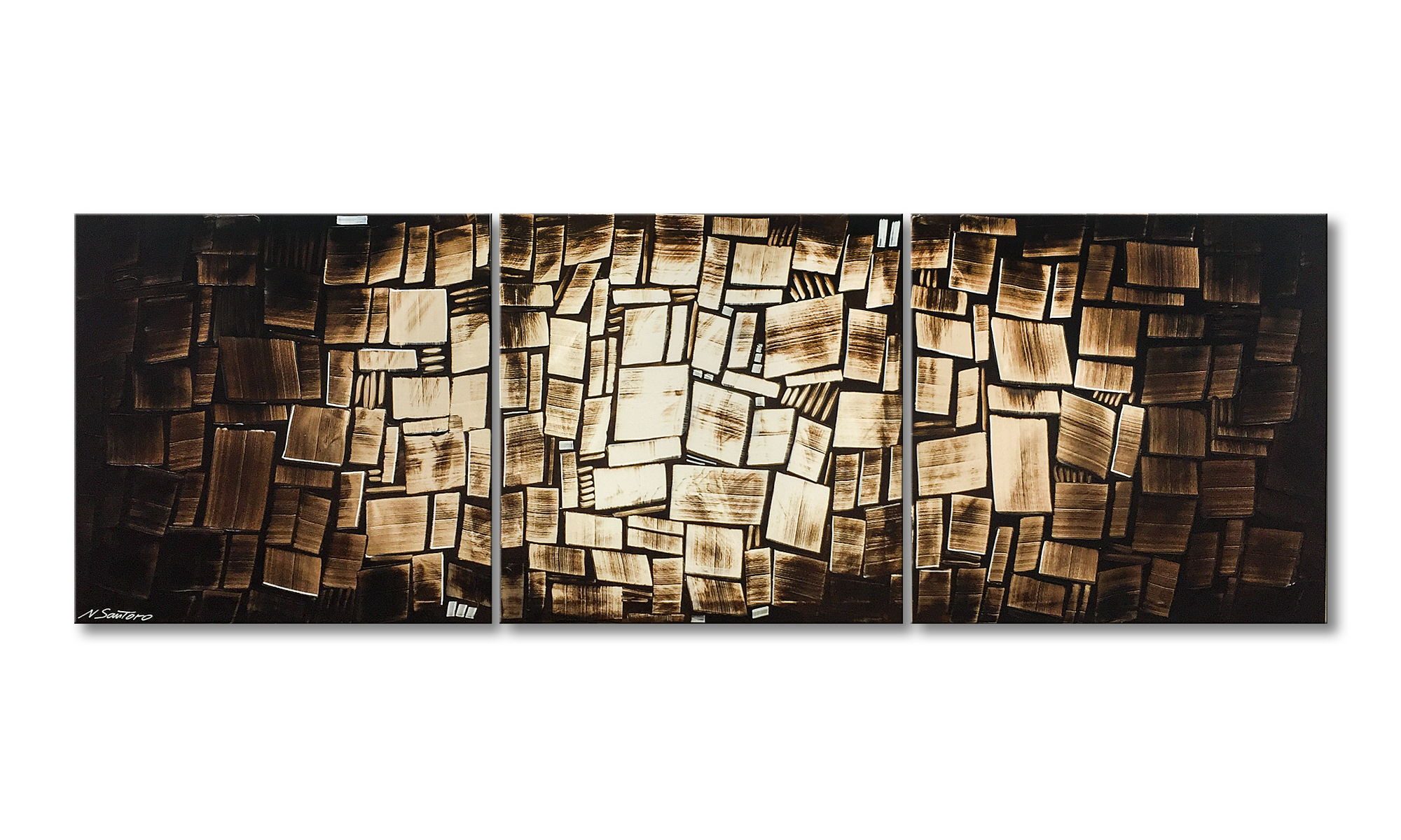 WandbilderXXL XXL-Wandbild Metropole 210 x 70 cm, Abstraktes Gemälde, handgemaltes Unikat