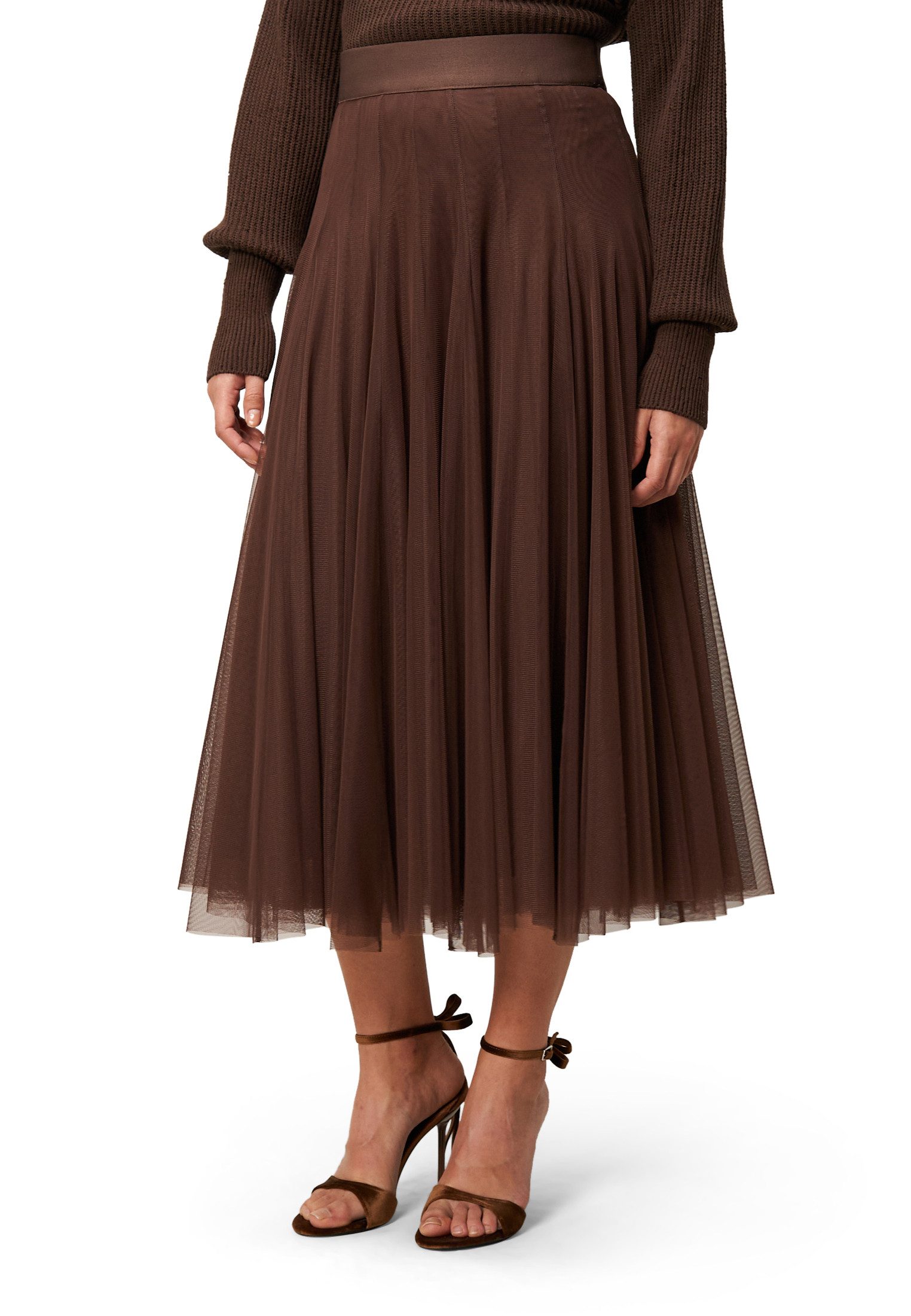 Zero Midirock Damen mit Gummibund Falten