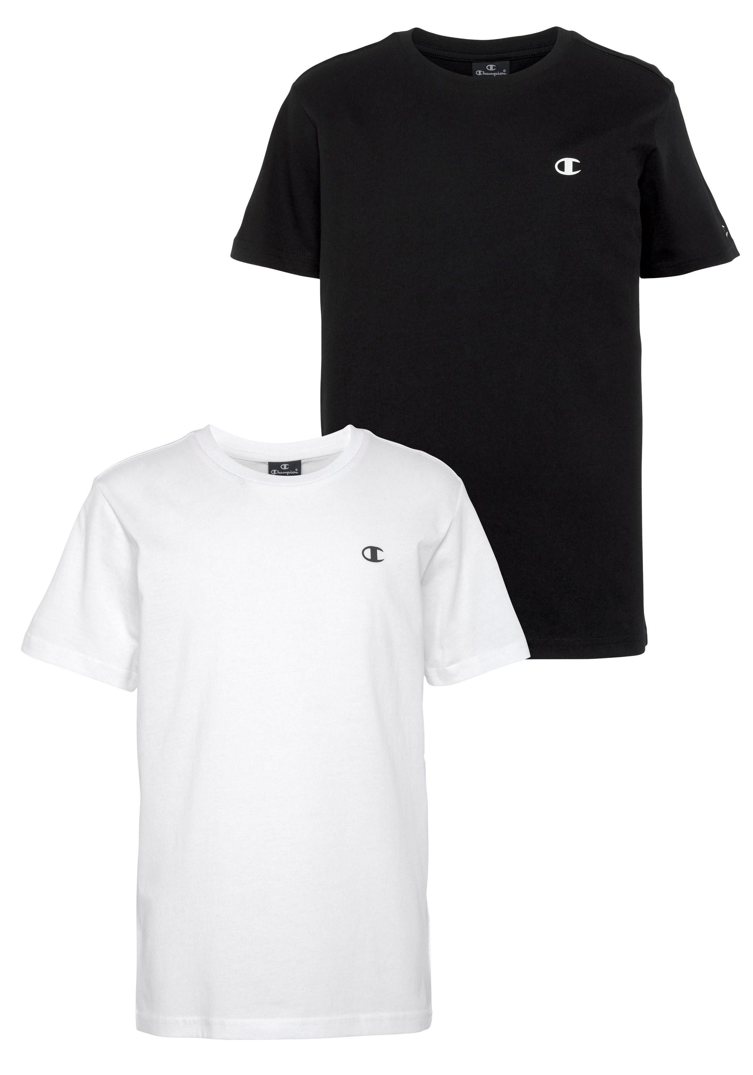 Champion T-Shirt Basic Crew-Neck 2-tlg) 2pack Kinder weiß-schwarz - für (Packung