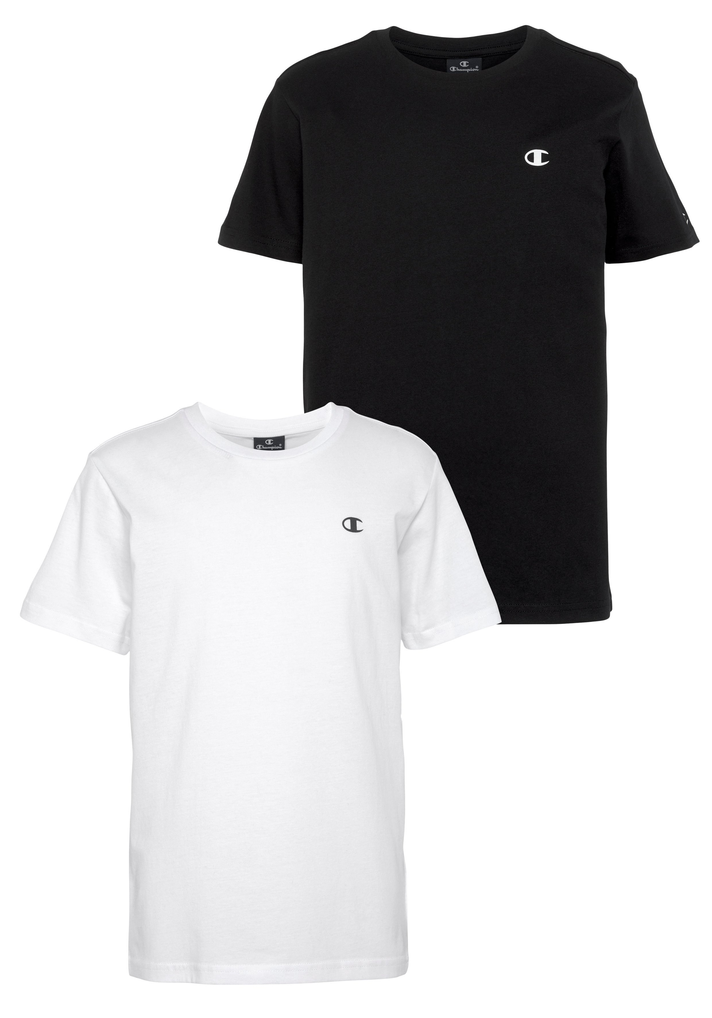 Champion T-Shirt (Packung, 2-tlg) 2er-Pack, Kurzarm, mit Rundhalsausschnitt, aus Baumwolle