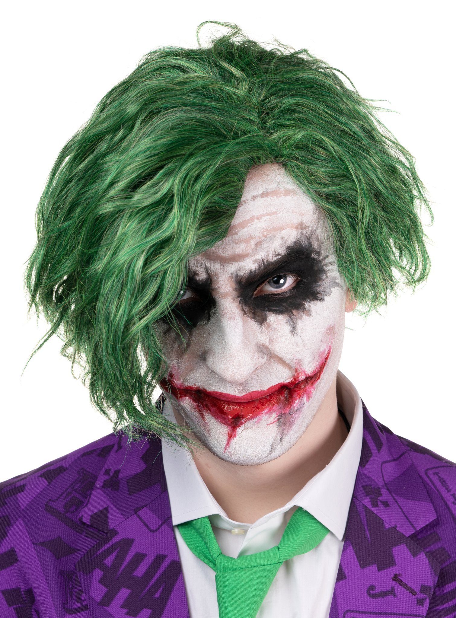 Metamorph Kostüm-Perücke Joker Perücke Heath - Kostümzubehör für Halloween, Hochwertige, grüne Perücke des Clowns aus dem neueren Kinofilm