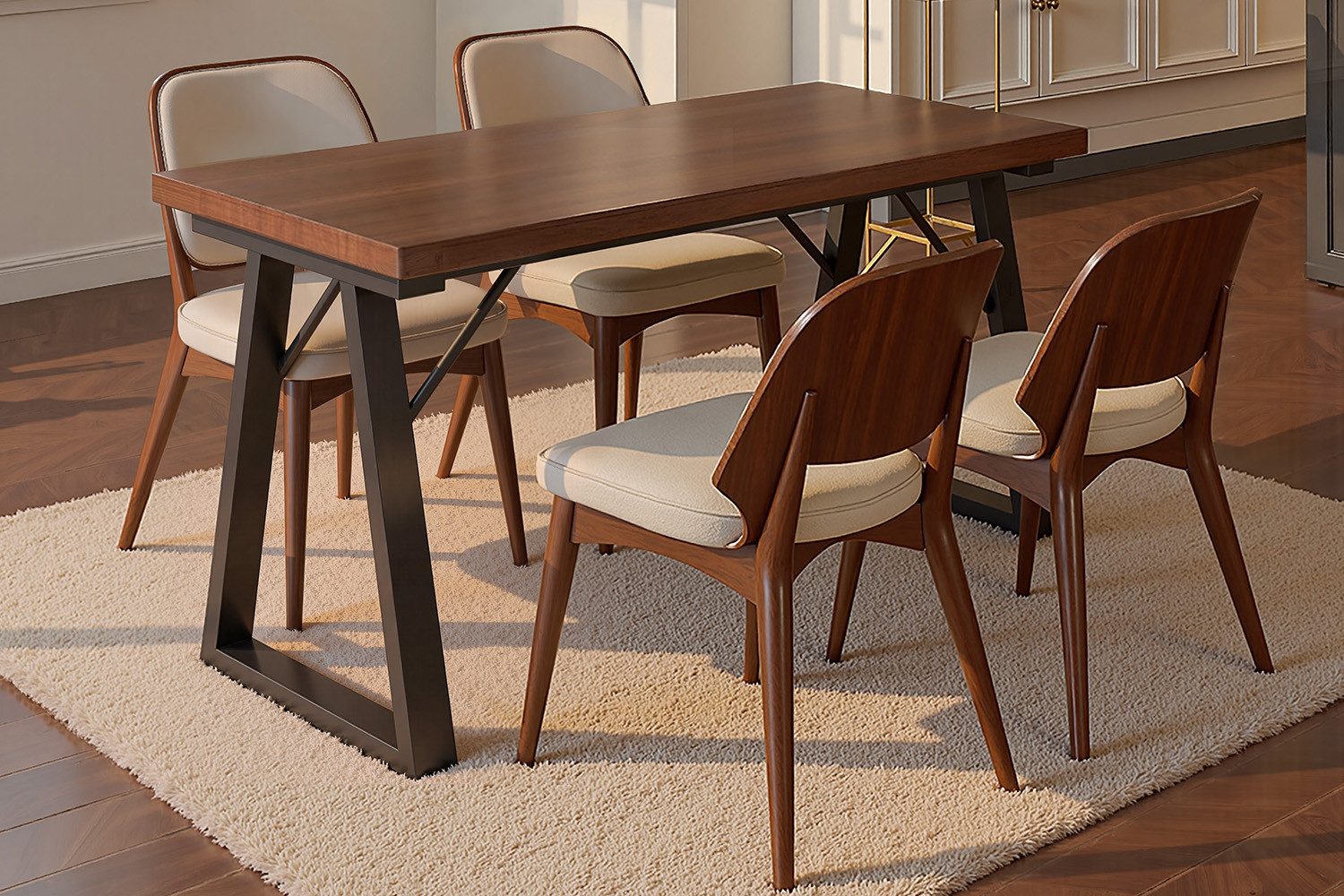 HOMAVO Esstisch MDF-Tischplatte mit Marmor- oder Holzoptik, Metallgestell-Z2 (Einzeltisch), Sehr stabile Konstruktion, moderne Form