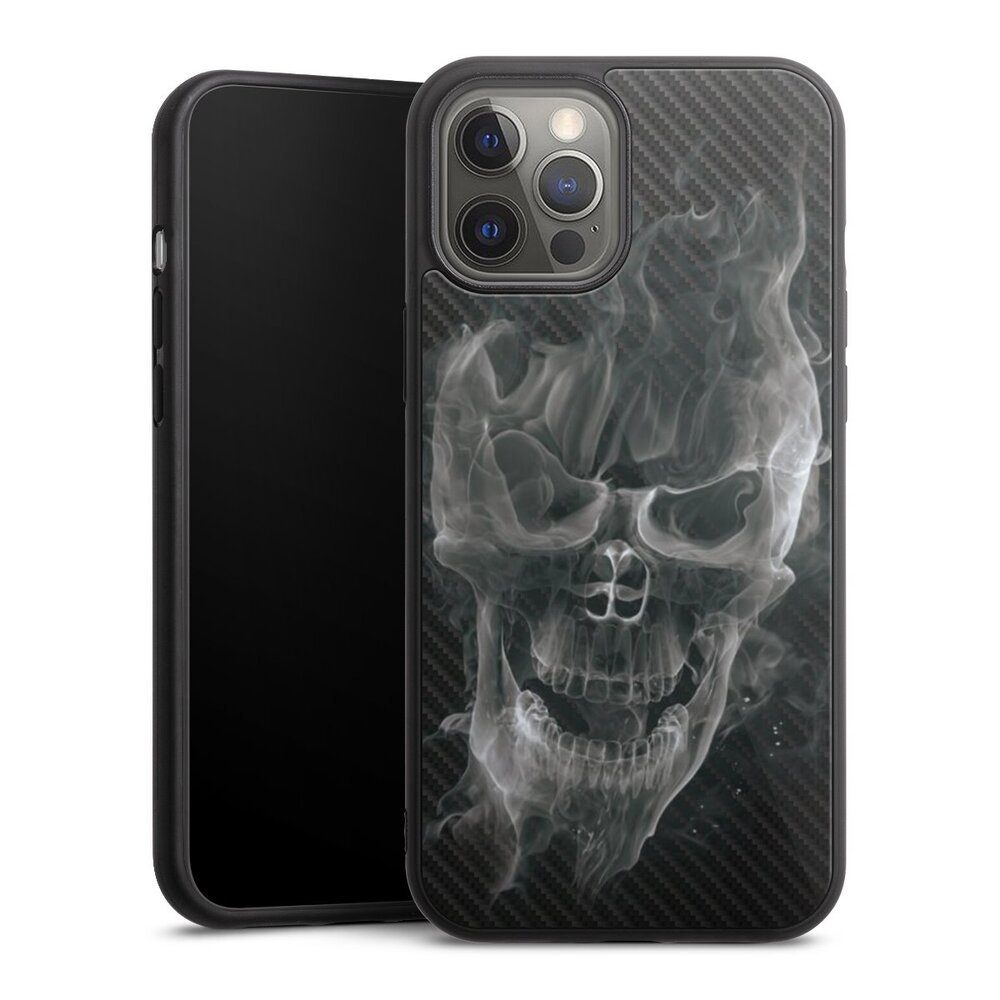 Handyhülle Totenkopf Schädel Carbon Smoke Skull Carbon