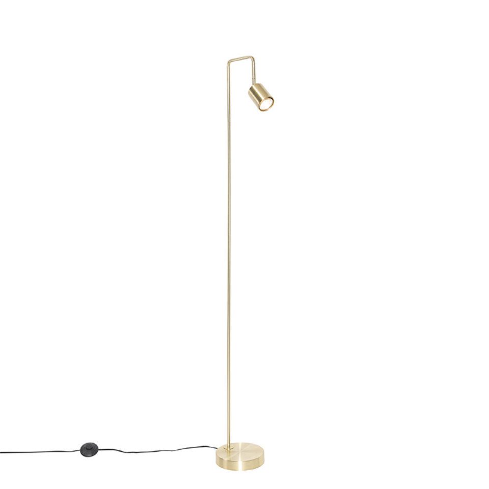 Qazqa Stehlampe Java, ohne Leuchtmittel, GU10, Gold/Messing, Modern, Stahl, 1-flammig