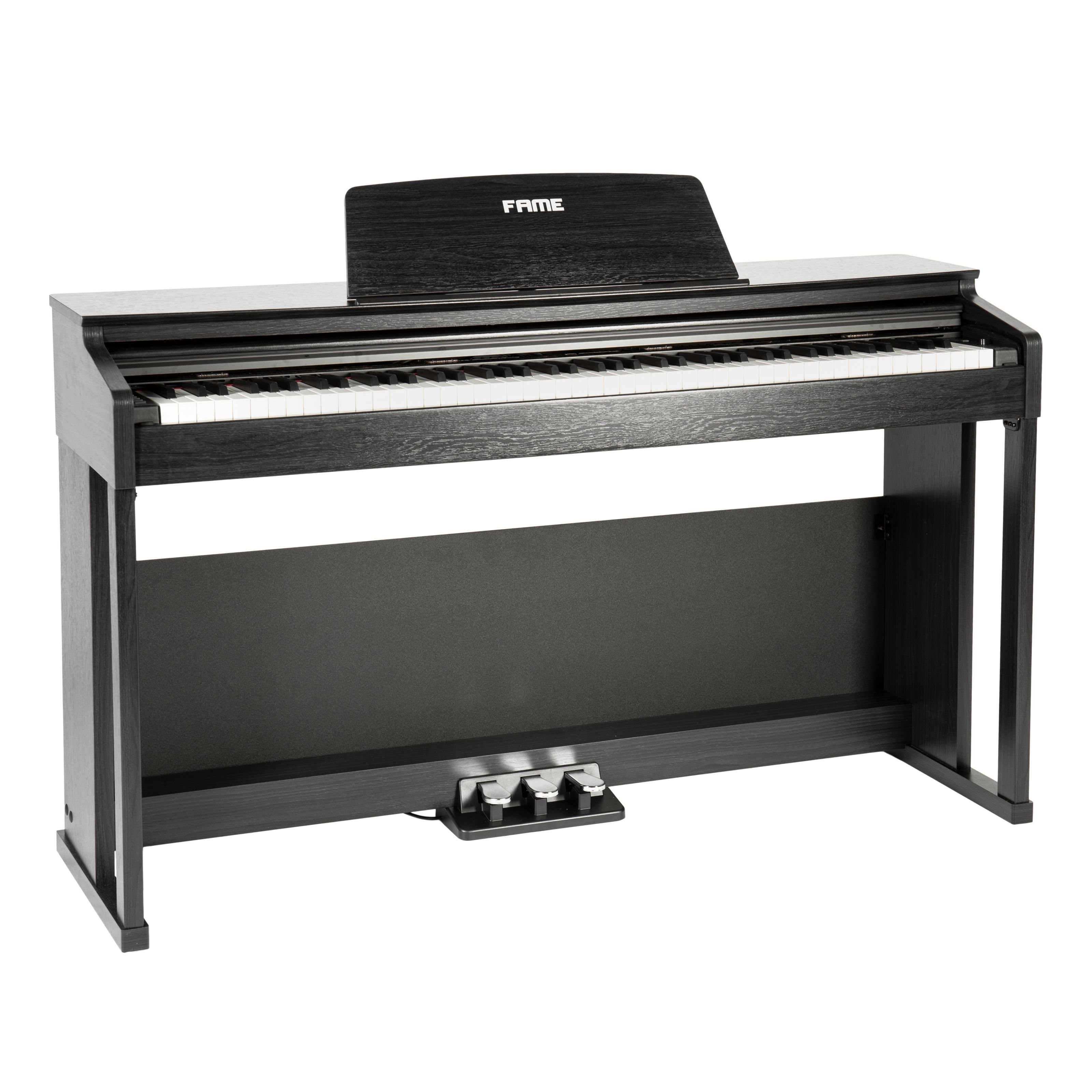 FAME Digitalpiano (DP-3000 E-Piano mit Hammermechanik, anschlagdynamischen 88 Tasten, voller Klavierklang, 20 Orchesterklangfarben, 128-fache Polyphonie, wertiges Gehäuse mit Deckel und Konsolen, Digital Piano), DP-3000 E-Piano, Hammermechanik, anschlagdynamische 88 Tasten, volle