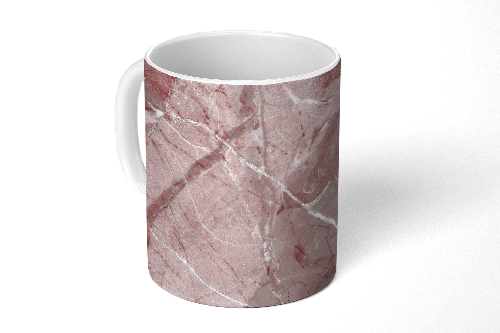 MuchoWow Tasse Granit - Kieselstein - Weiß - Rosa, Keramik, Kaffeetassen, Teetasse, Becher, Teetasse, Geschenk