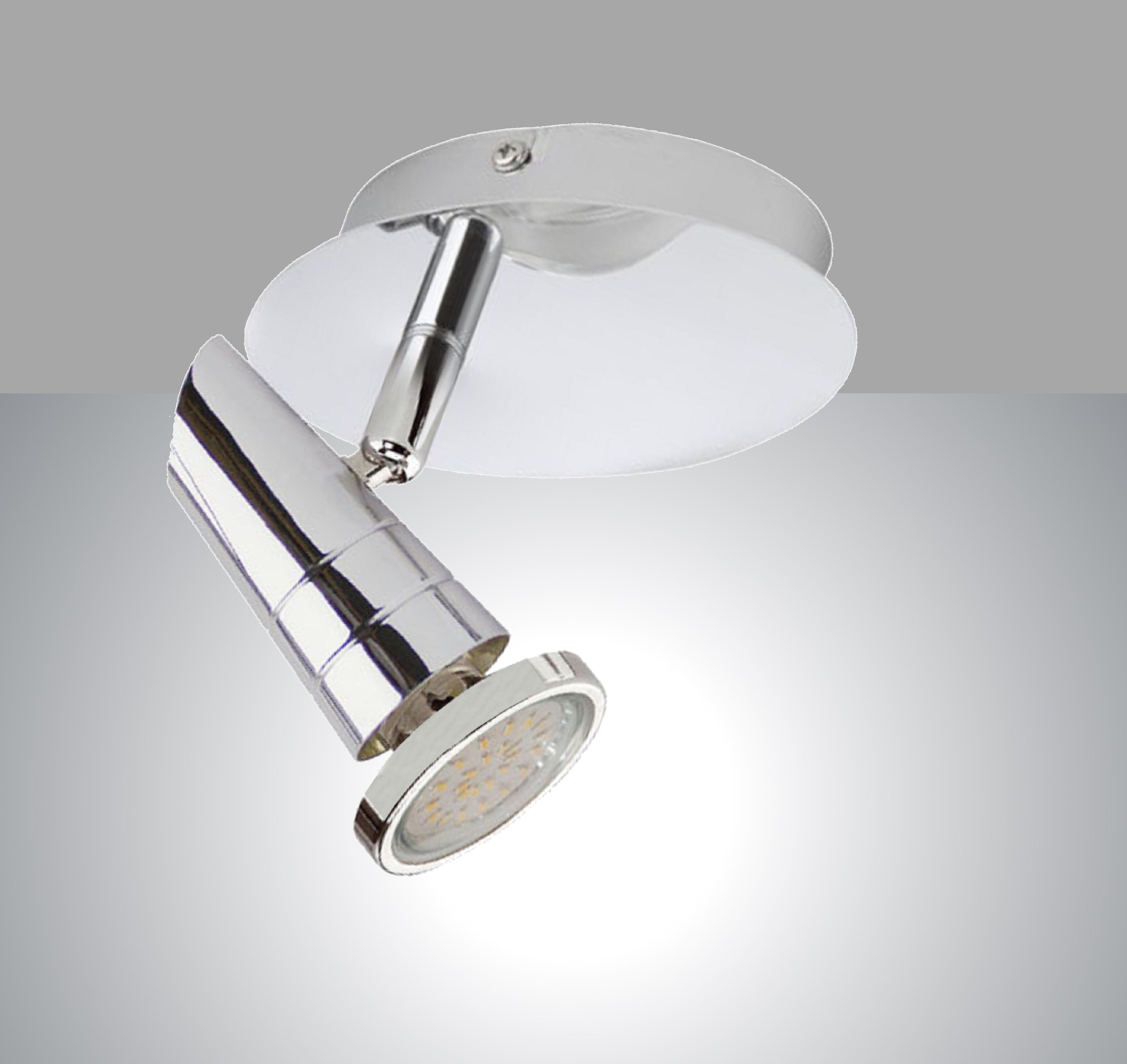 TRANGO LED Deckenspots, 1-flammig 2001-018 LED Wandleuchte ARIEL in Chrom-Optik inkl. 1x 3 Watt GU10 LED Leuchtmittel Deckenlampe - Deckenstrahler - Deckenspots, Spots schwenkbar und drehbar