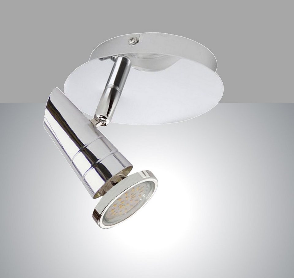 TRANGO LED Deckenspots, 1-flammig 2001-018 LED Wandleuchte *ARIEL* in  Chrom-Optik inkl. 1x 3 Watt GU10 LED Leuchtmittel I Deckenlampe I  Deckenstrahler I Deckenspots, Spots schwenkbar und drehbar