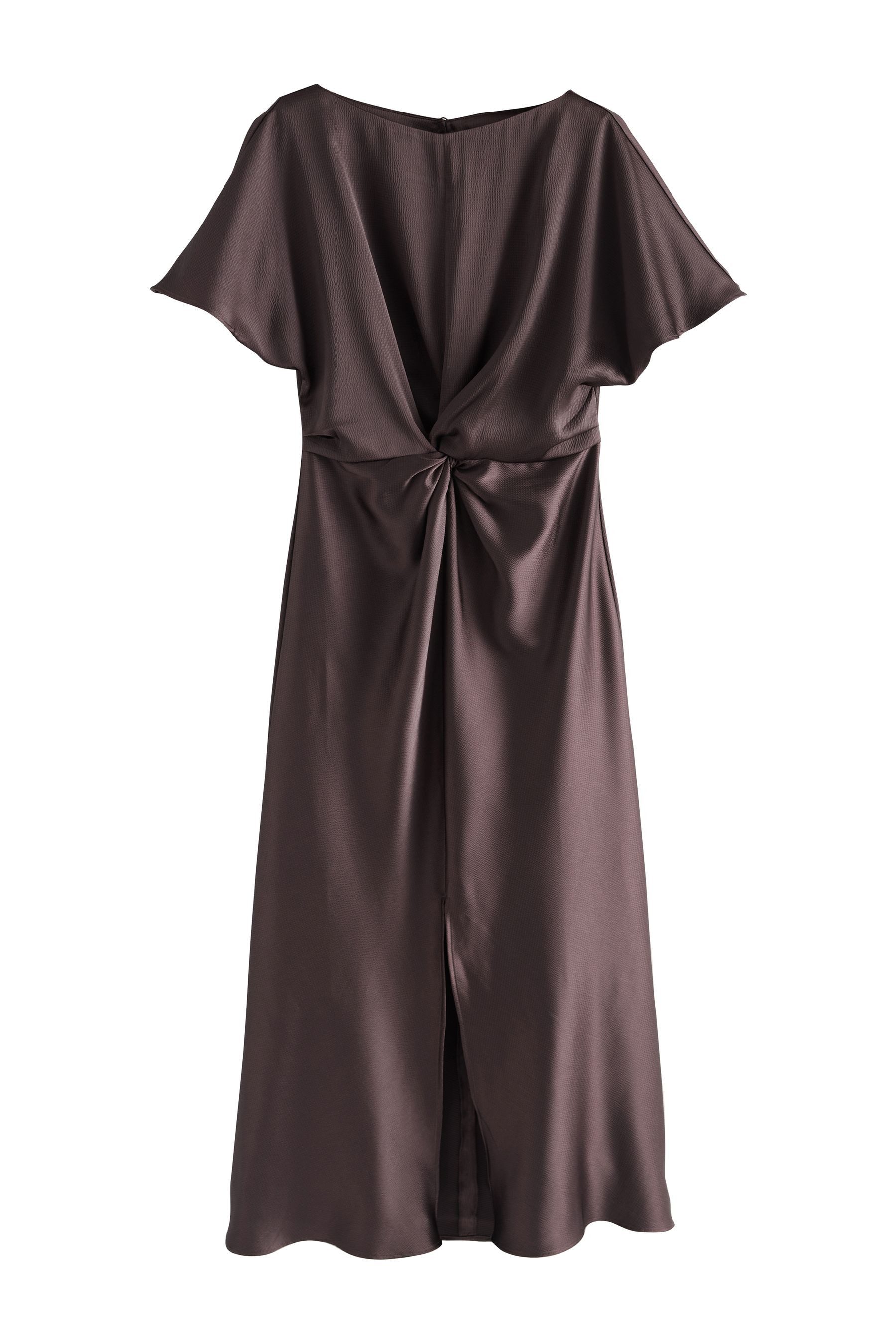 Next Midikleid Kurzärmeliges Midikleid aus strukturiertem Satin (1-tlg) günstig online kaufen