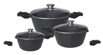 Cheffinger Topf-Set XXL 14 tlg Kochtopfset Abnehmbare Griffe Pfanne +4 Küchenhelfer, (14-tlg)