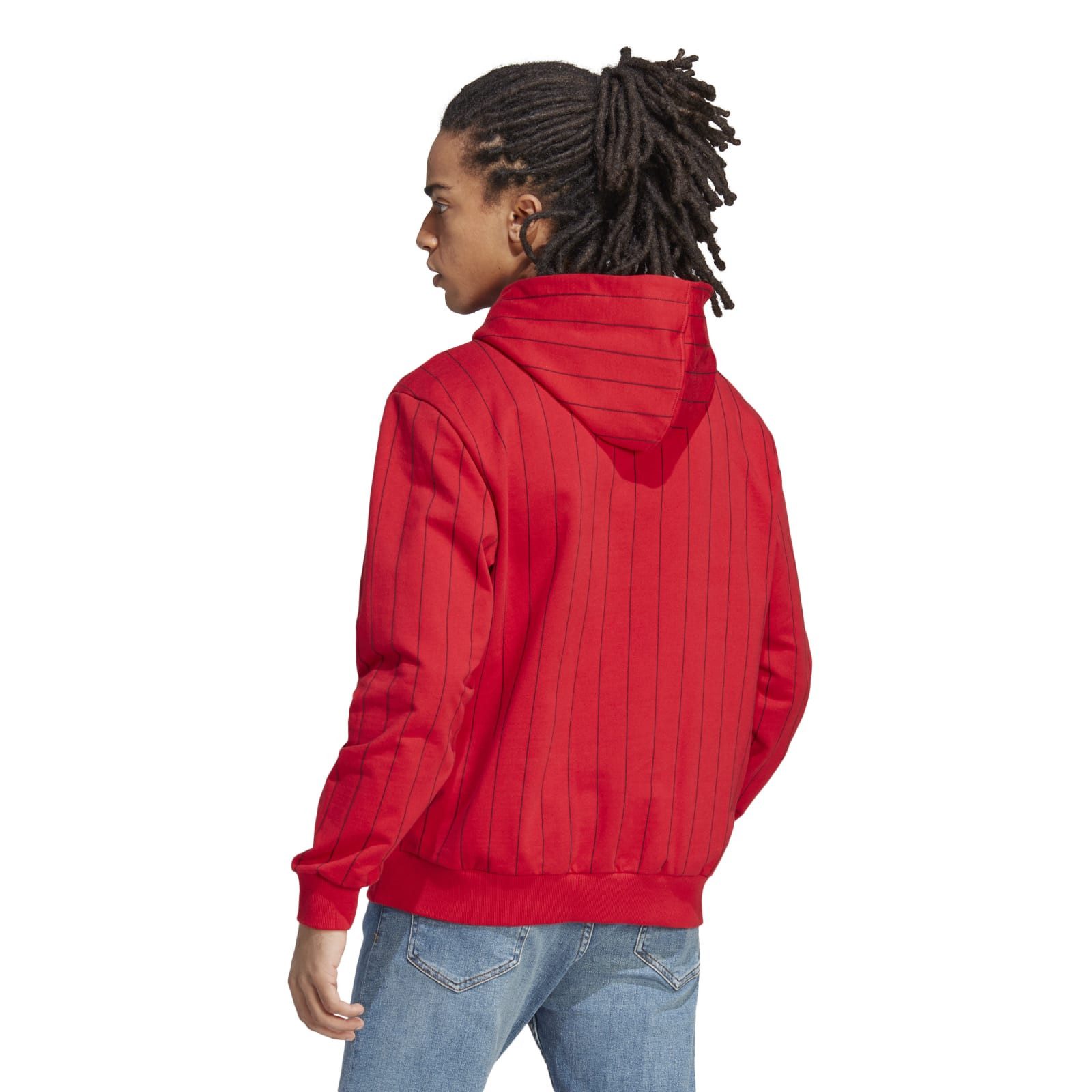 adidas Performance Kapuzenpullover Pinstripe Fleece Hoodie (Baumwollmix) rot Herren