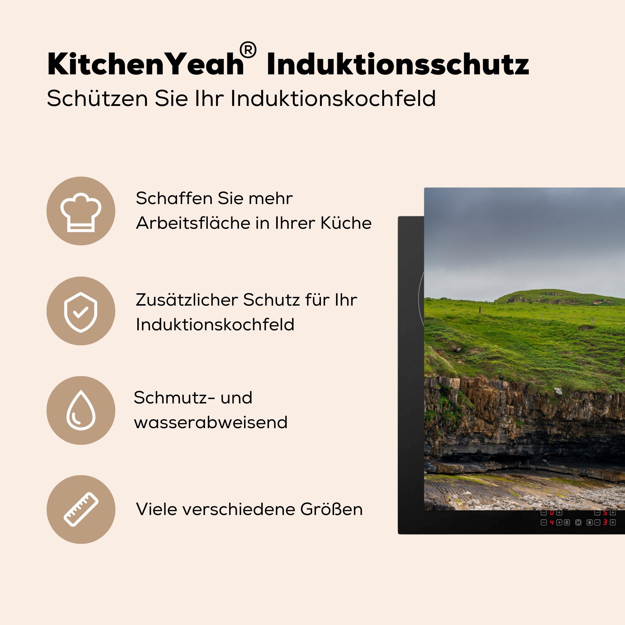 MuchoWow Herdblende-/Abdeckplatte Induktionskochfeld küche, die für (1 tlg), Vinyl, Ceranfeldabdeckung Schutz 81x52 in cm, Irland, Ruinen