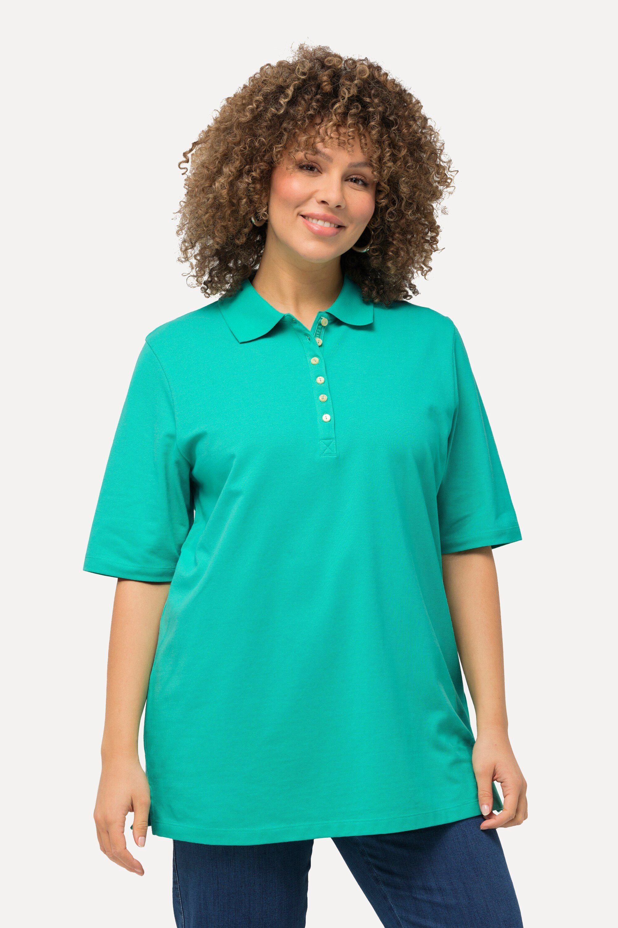 Ulla Popken T-Shirt Poloshirt Piqué Polokragen günstig online kaufen