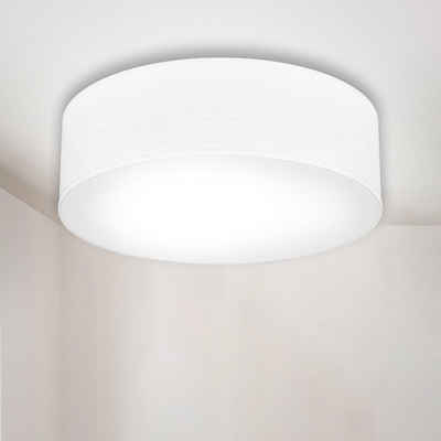 B.K.Licht Deckenleuchte, LED Deckenlampe Stoff Textilschirm Deckenlampe Wohnzimmer Schlafzimmer weiß E27