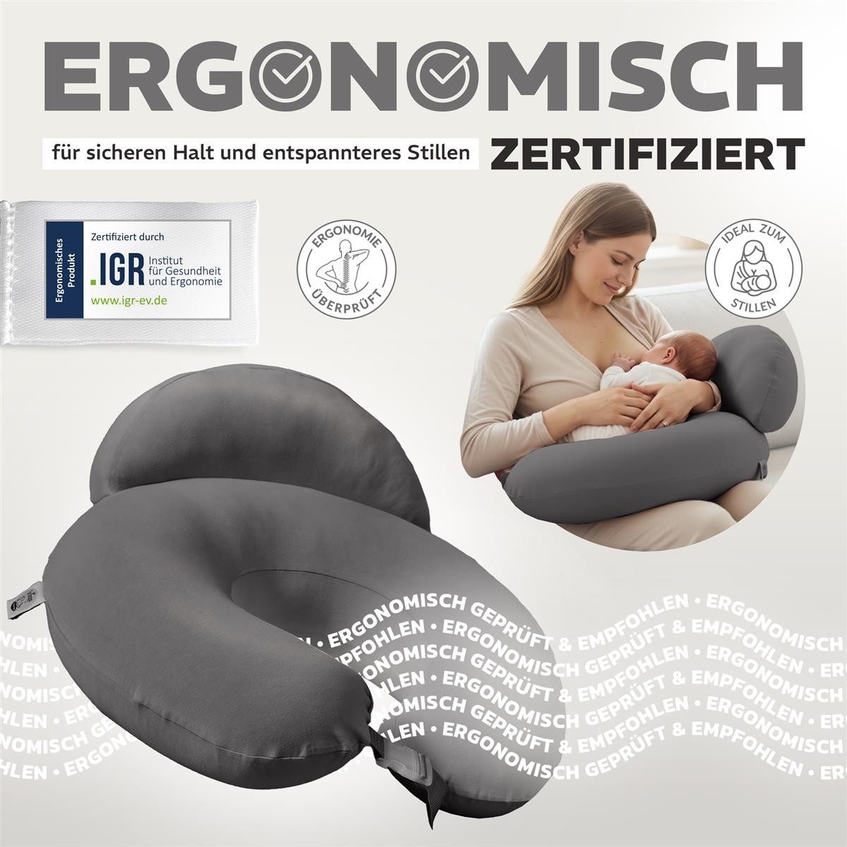 SEI Design Stillkissen Stillkissen mit verstellbarem Hüftgurt, entlastet Schultern und Nacken, mit Sicherheitsgurt, zusätzliches Kissen als Barriere – Bild 4 von 5