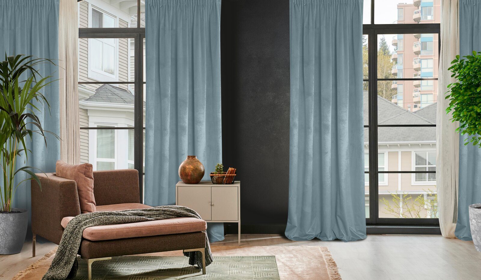Design91 Vorhang Samtvorhänge 140x270 cm 135x300 cm (1 St), Kräuselband, blickdicht, Samt, Wohnzimmer Tunnelzug