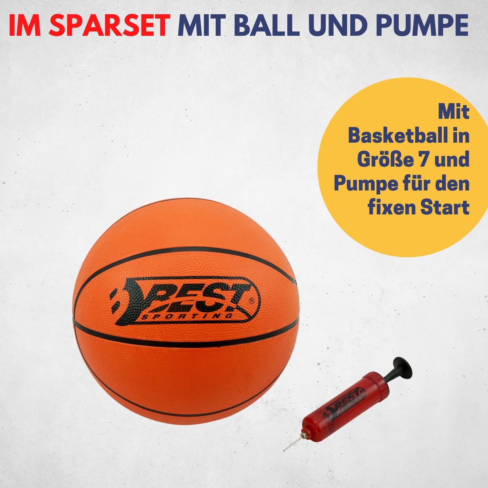 Best Sporting Basketballkorb Basketballkorb Outdoor Wandmontage Set mit Basketball und Pumpe, Stabiler Basketball Korb Outside mit Standard Ø 45 cm und Netz